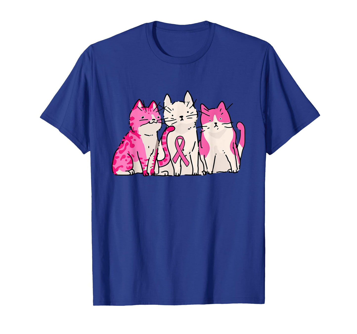 Cat Pink Ribbon Breast Cancer Awareness Cute Kitten Kitty T-Shirt