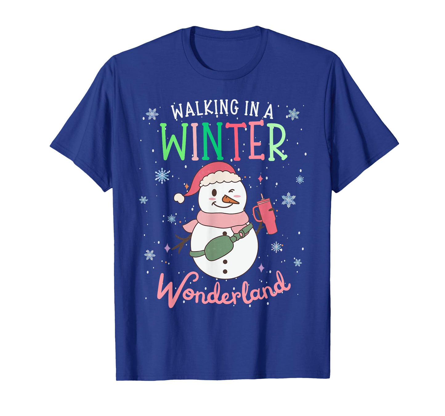 Walking In A Winter Wonderland Snowman Funny Ugly Christmas T-Shirt