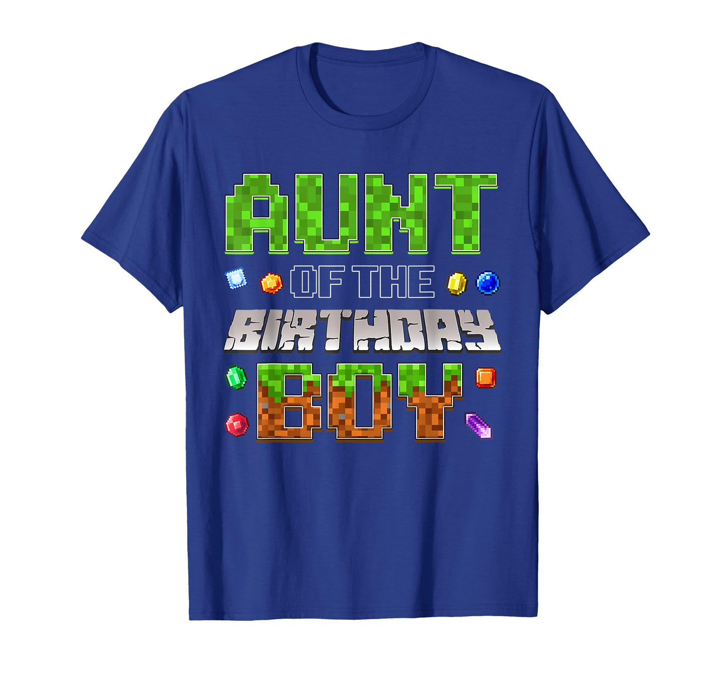 Aunt Of The Birthday Boy Game Pixel Number Birthday Party T-Shirt