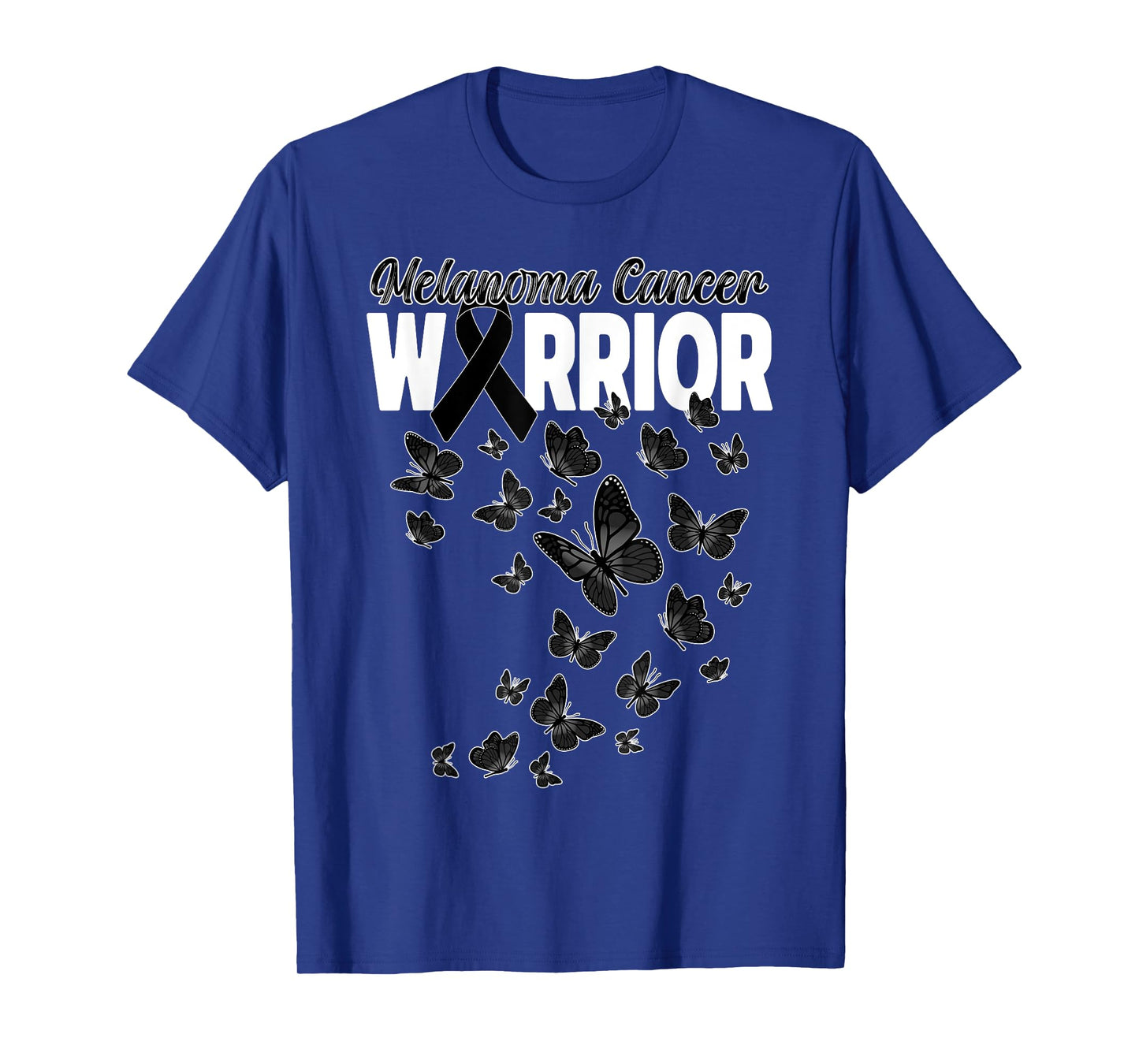 Melanoma Cancer Awareness Day Warrior Black Ribbon Butterfly T-Shirt