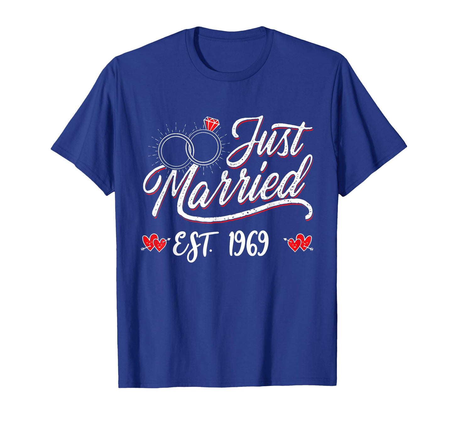 Just Married EST 1969 Husband Wife 56th Wedding Anniversary T-Shirt