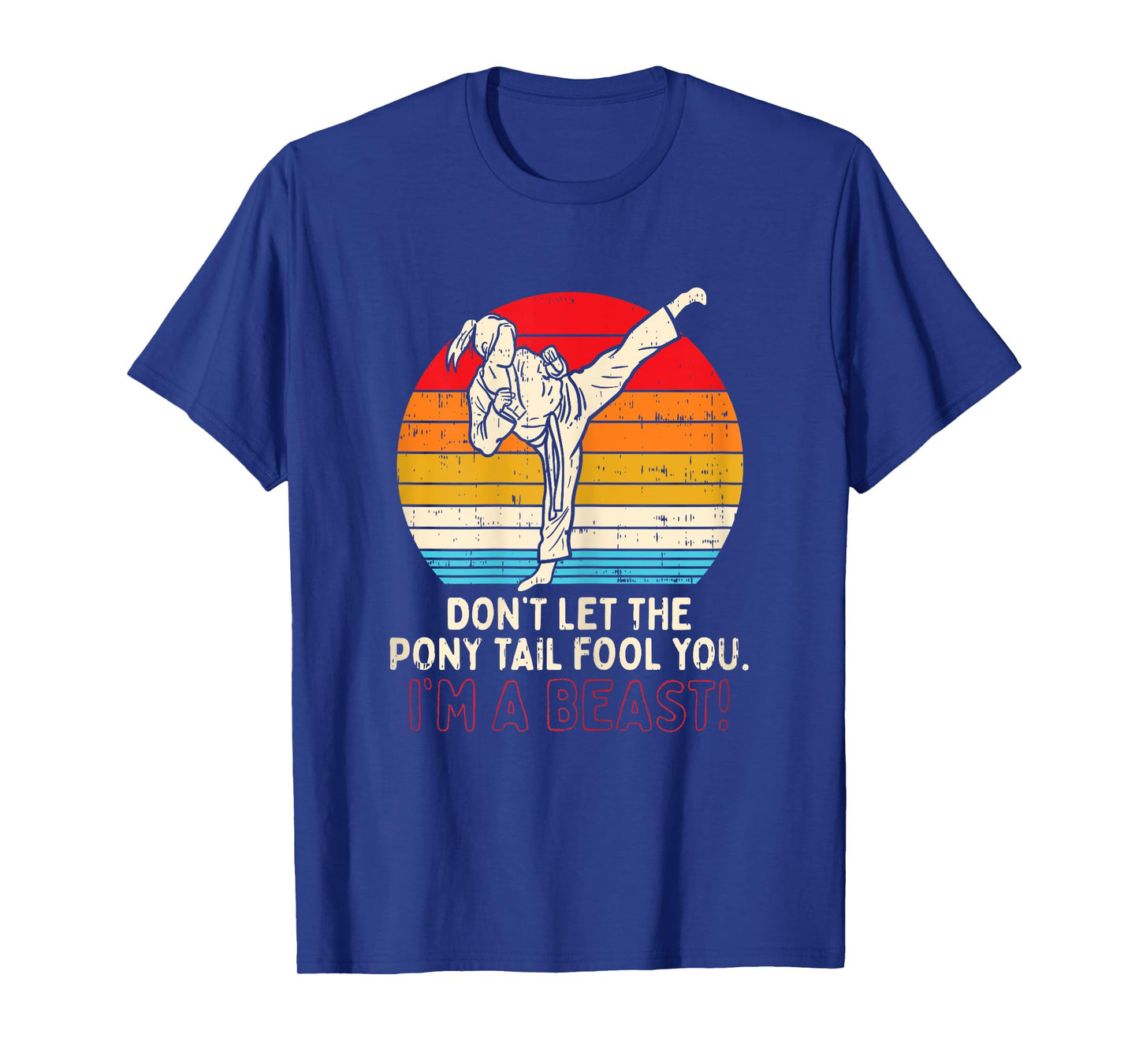 BoredKoalas Dont Let Ponytail Fool You Girl Kick Karate T-Shirt - Black, X-Small