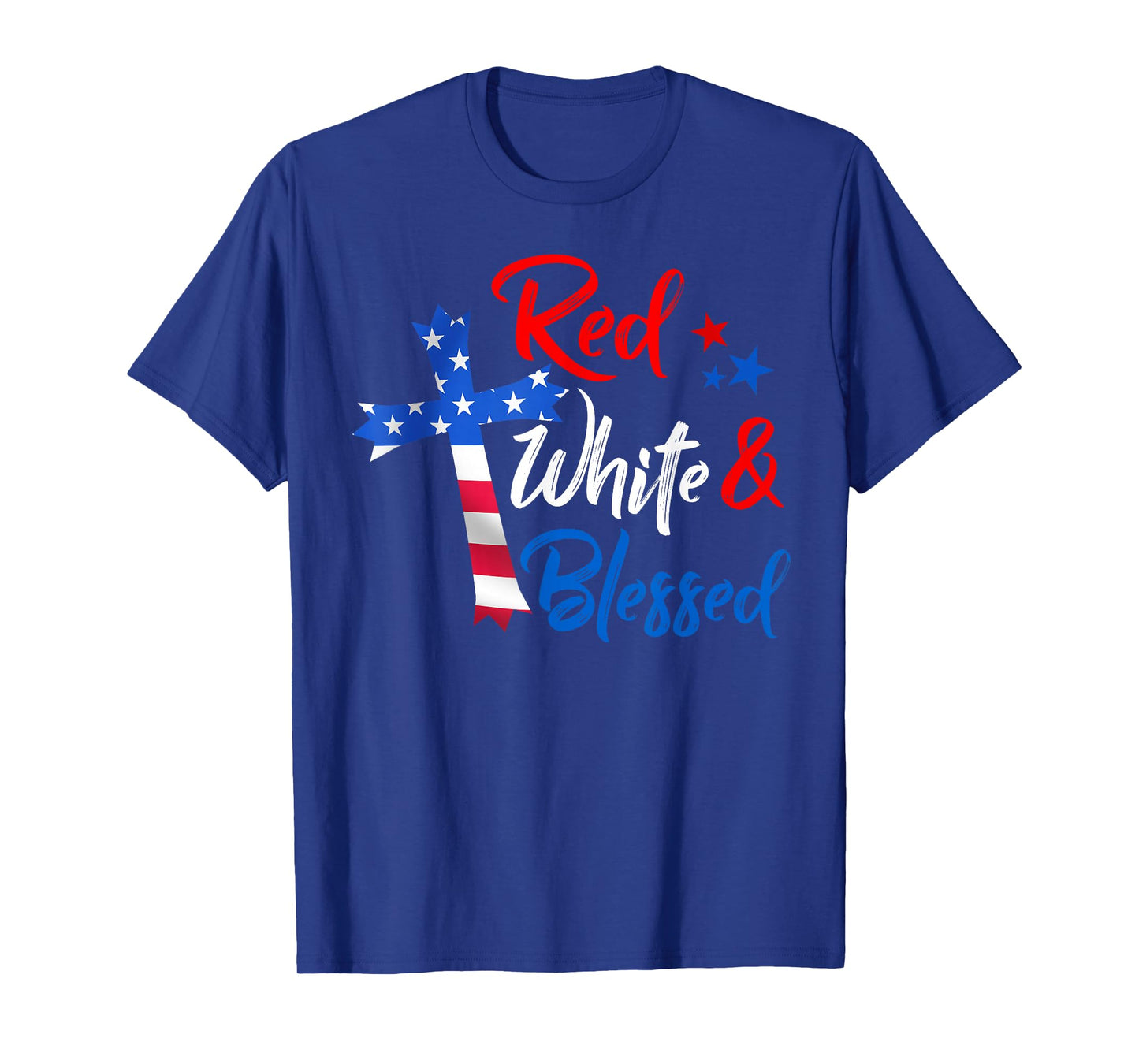 Christian Cross Red White & Blessed 4th Of July Men Women T-Shirt