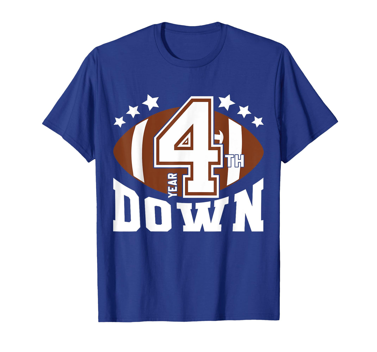 Kids 4th Year Down Football Birthday Boy Party 4 Year Old T-Shirt