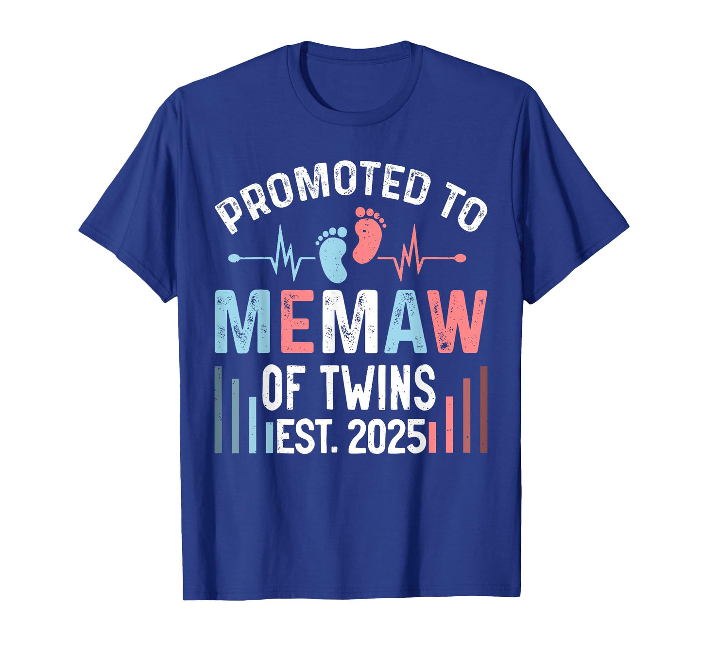 Promoted To Memaw Of Twins Est 2025 Twin Baby Shower T-Shirt