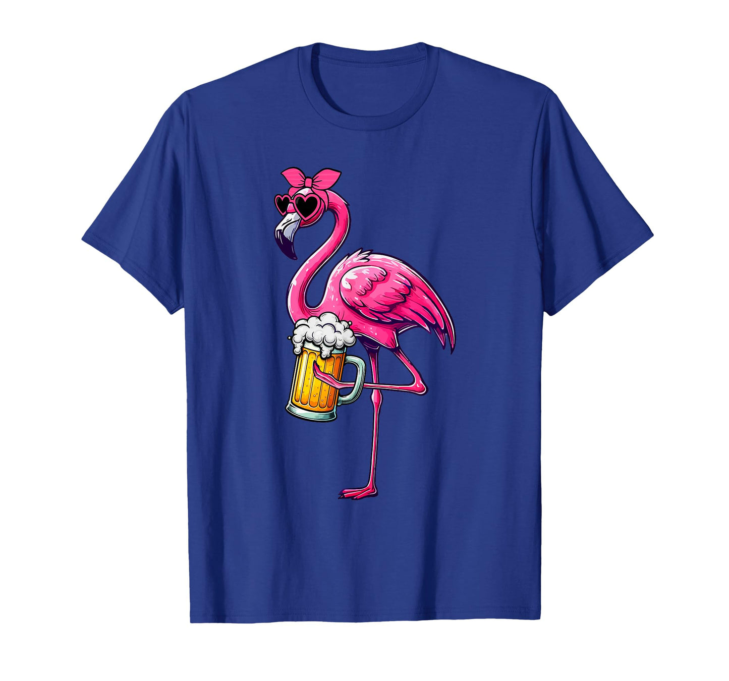 Flamingo Sunglasses Hearts Drinking Beer Drunk Drinker Team T-Shirt
