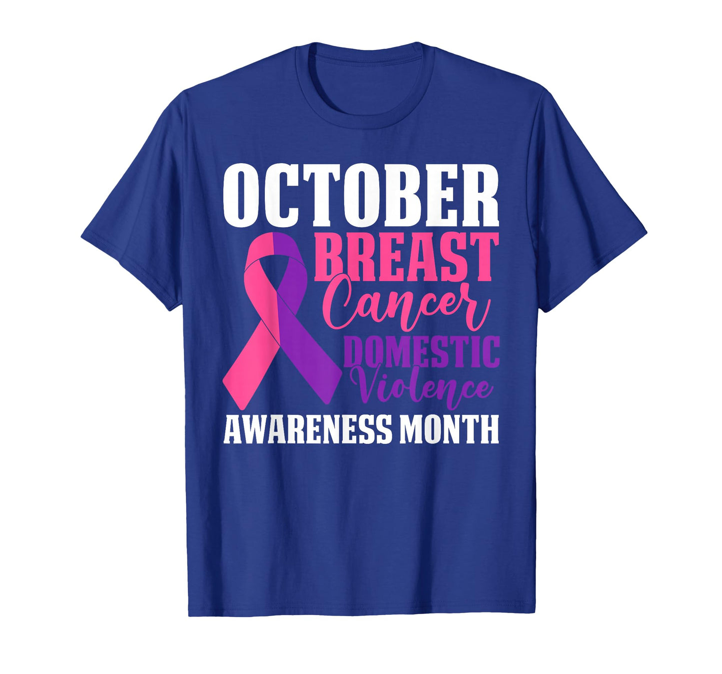 October We Wear Purple Pink Domestic Violence Breast Cancer T-Shirt