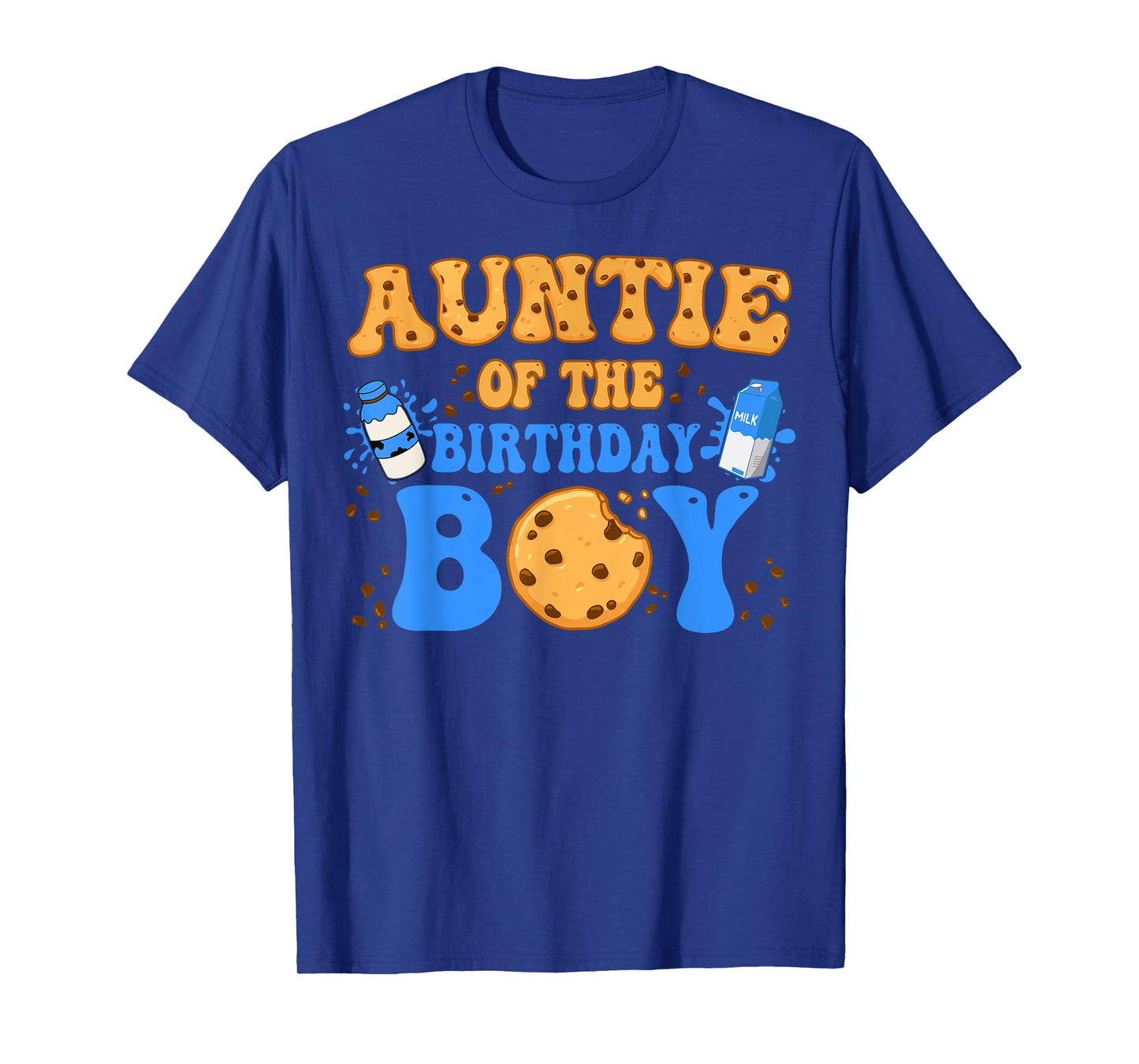 Auntie Of The Birthday Boy Milk and Cookies Lover T-Shirt