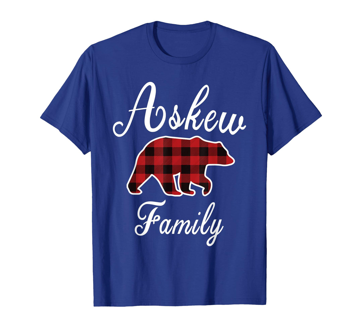 ASKEW Family Bear Red Plaid Christmas Pajama Men Women Gift T-Shirt