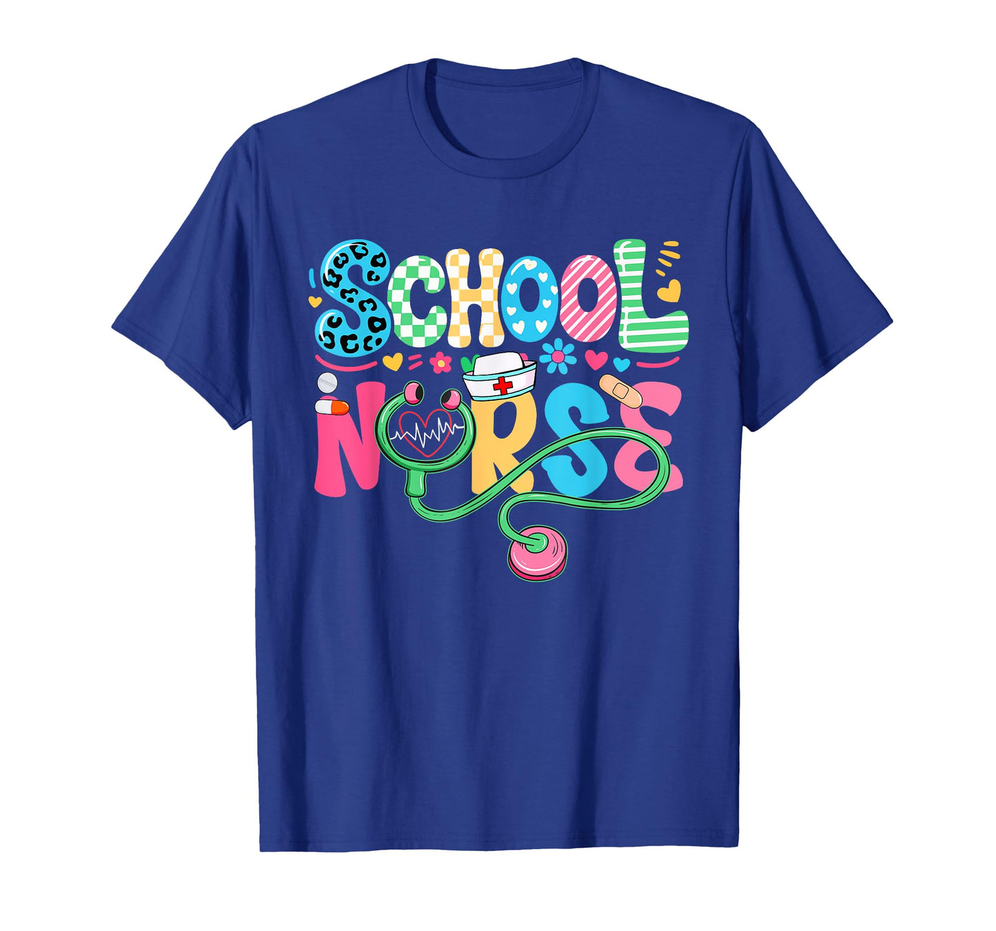 School Nurse Colorful Costume Back To School Nursing Job T-Shirt