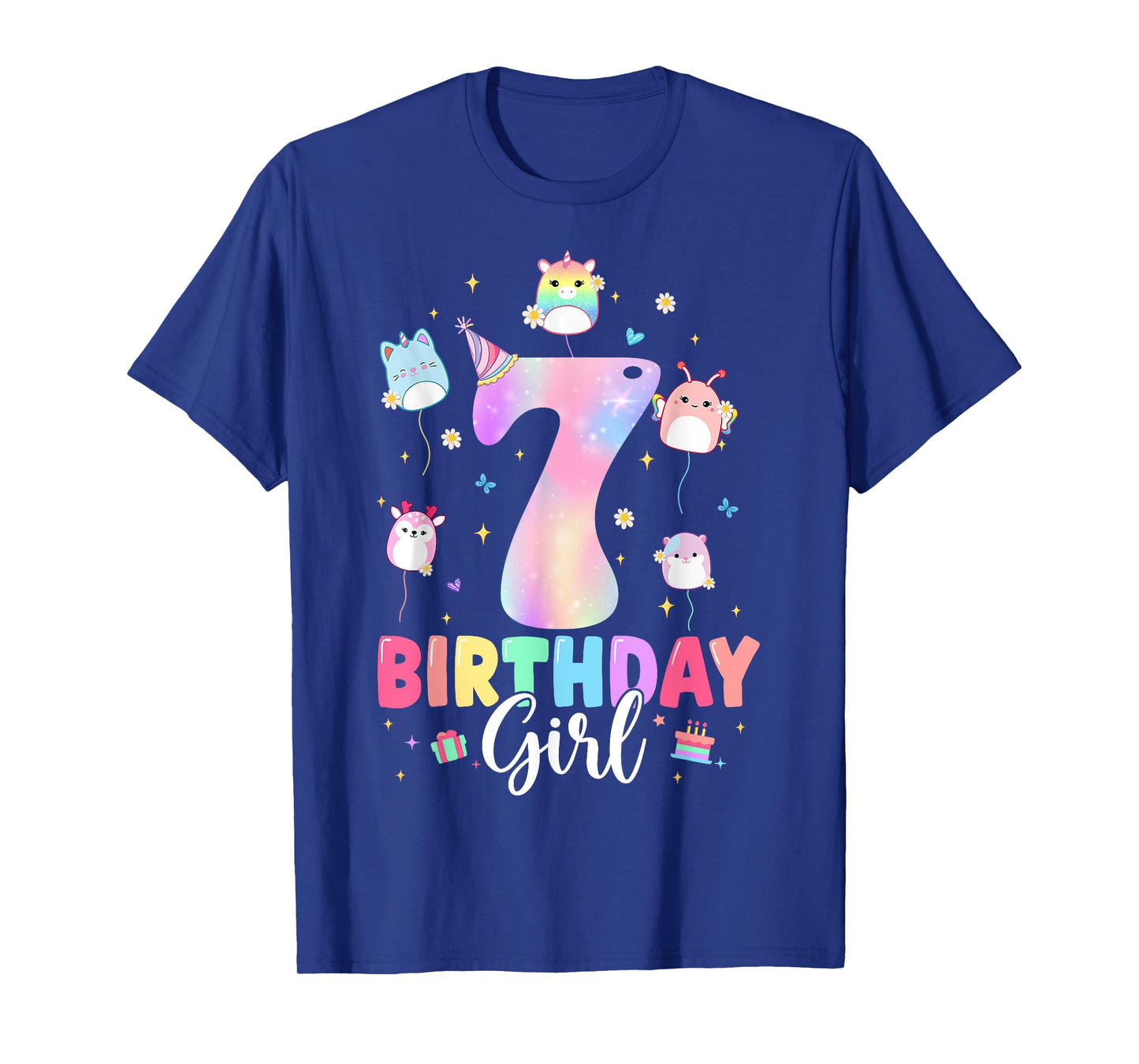 Funny 7 Year Old Birthday Girl Cute 7th Birthday Party Kids T-Shirt