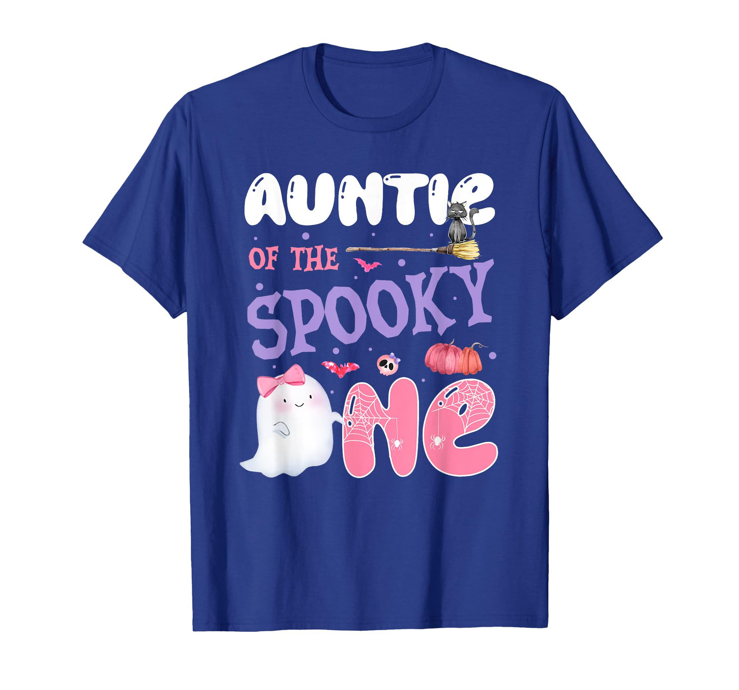 Auntie Of The Spooky One 1st Birthday Halloween Pink Ghost T-Shirt