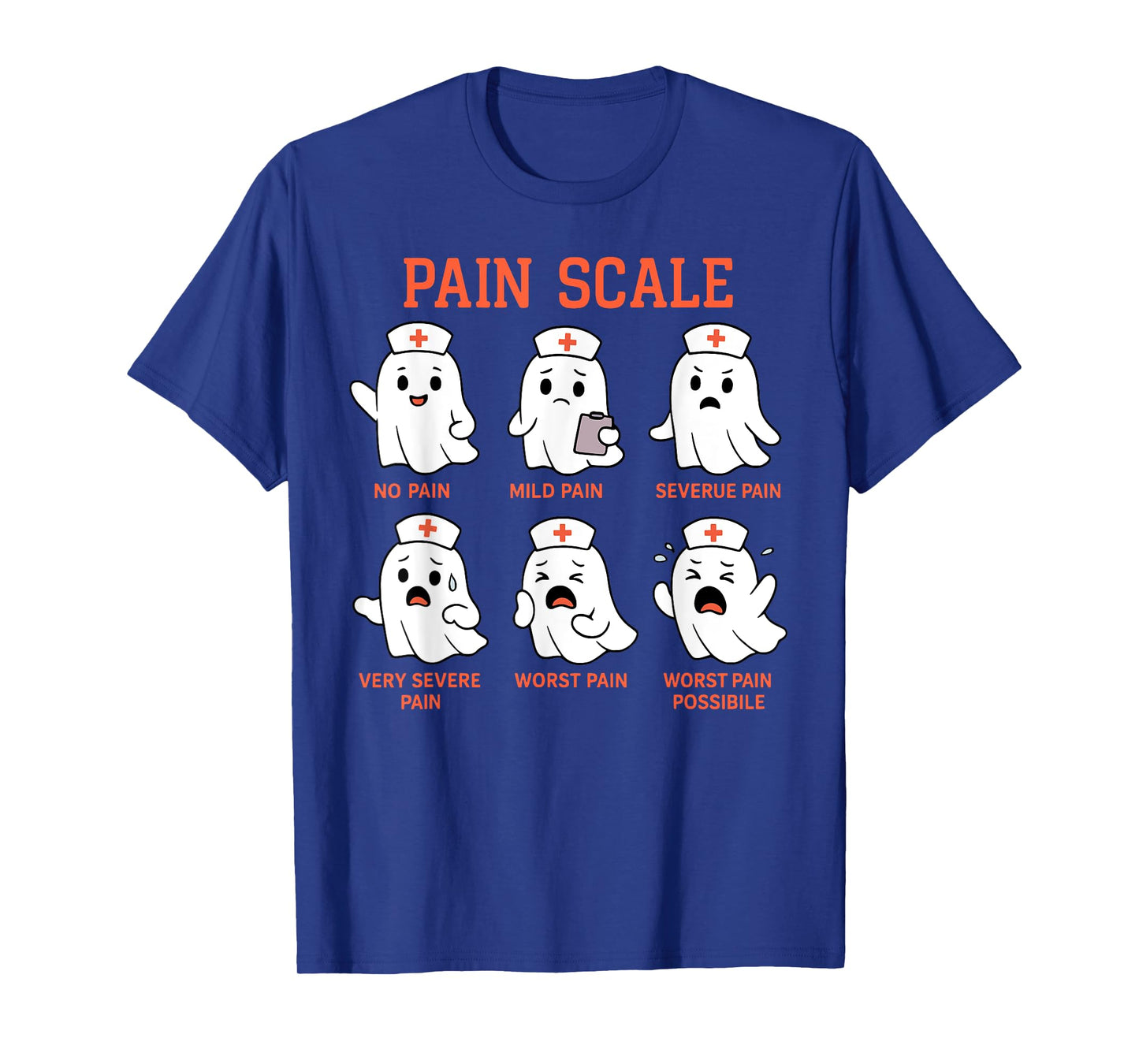 Spooky Ghost Pain Scale Trauma Nurse Triage Halloween Fall T-Shirt