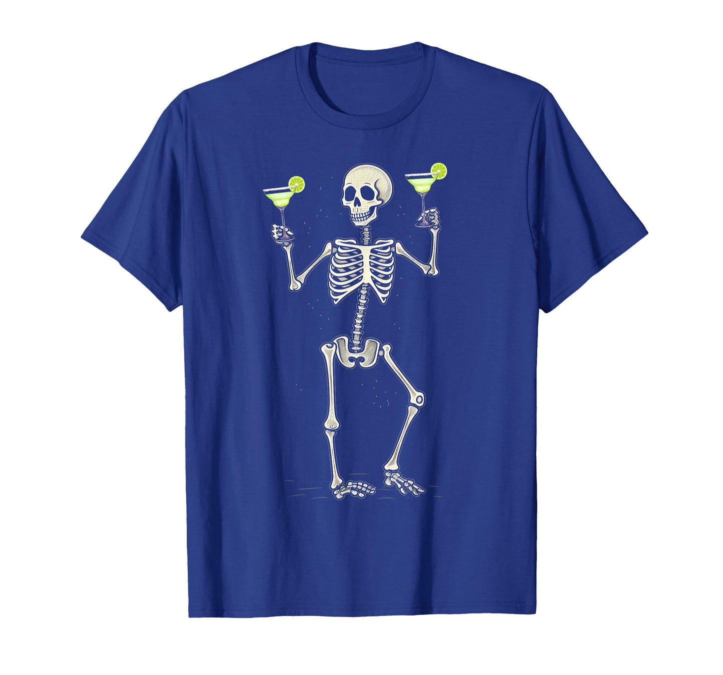 Funny Halloween Skeleton Drinking Margarita Cocktail T-Shirt