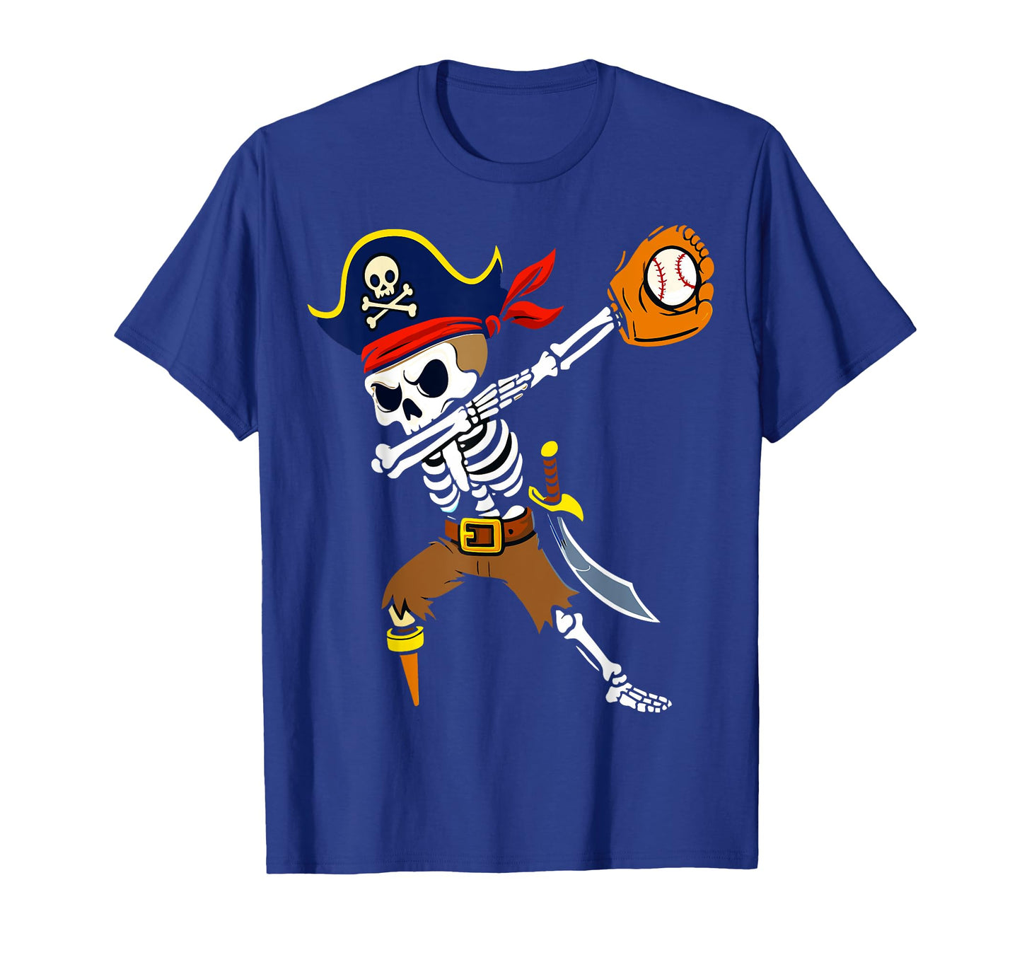 Dabbing Pirate Skeleton Baseball Funny Halloween T-Shirt