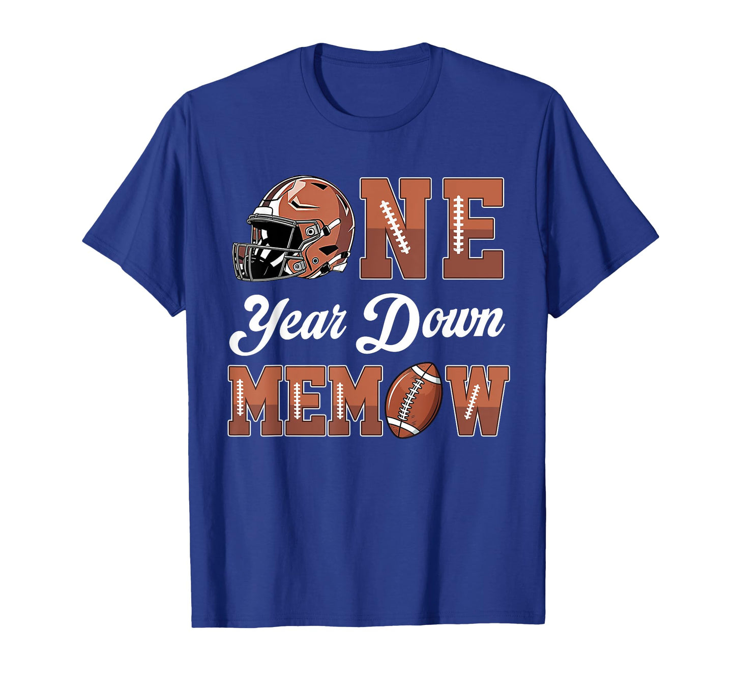 One Year Down Memaw 1st Birthday Boy 1 Year Old Football T-Shirt
