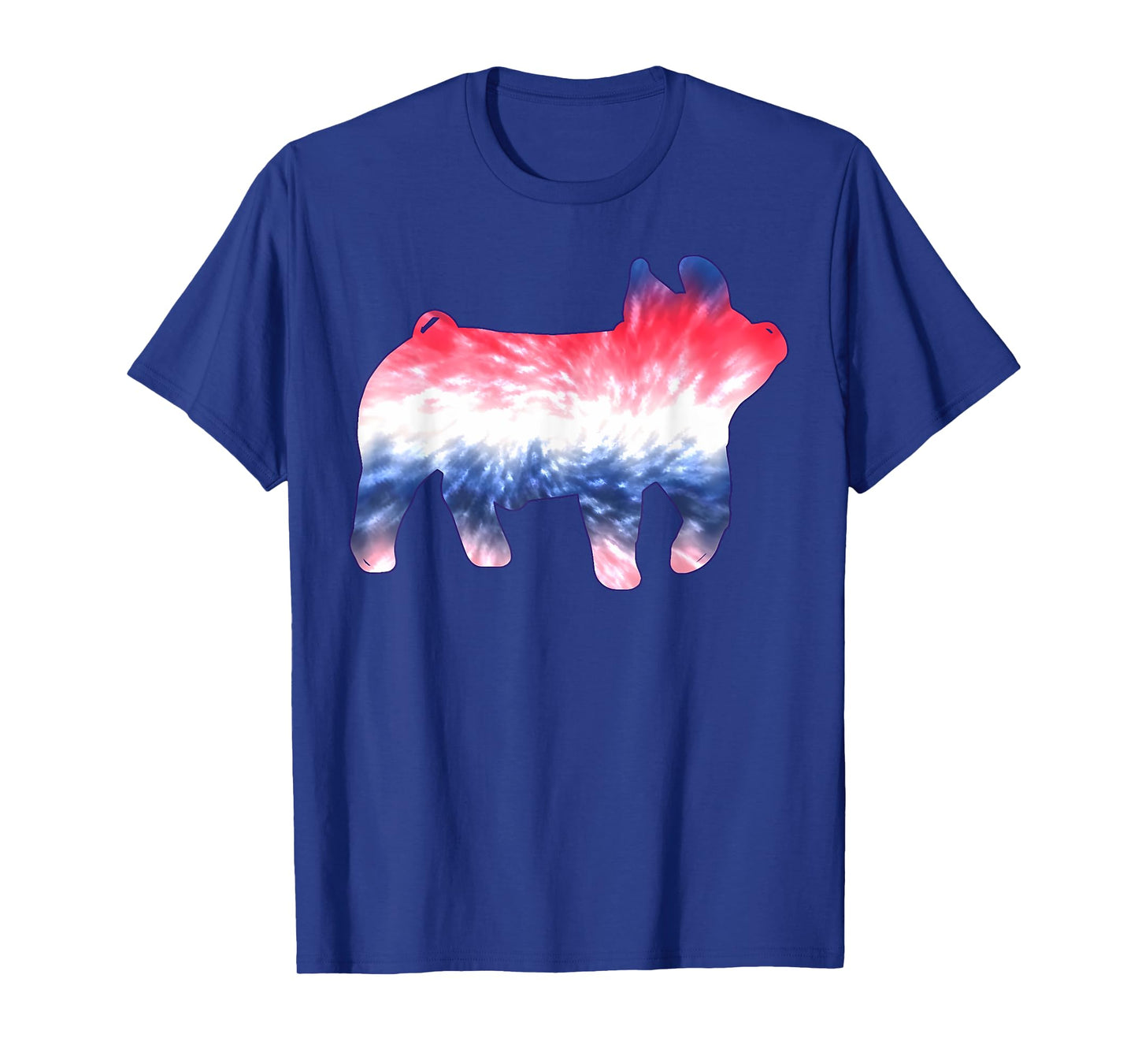 Red White Blue Show Pig Tie Dye 4th of July Pig Farm Animal T-Shirt
