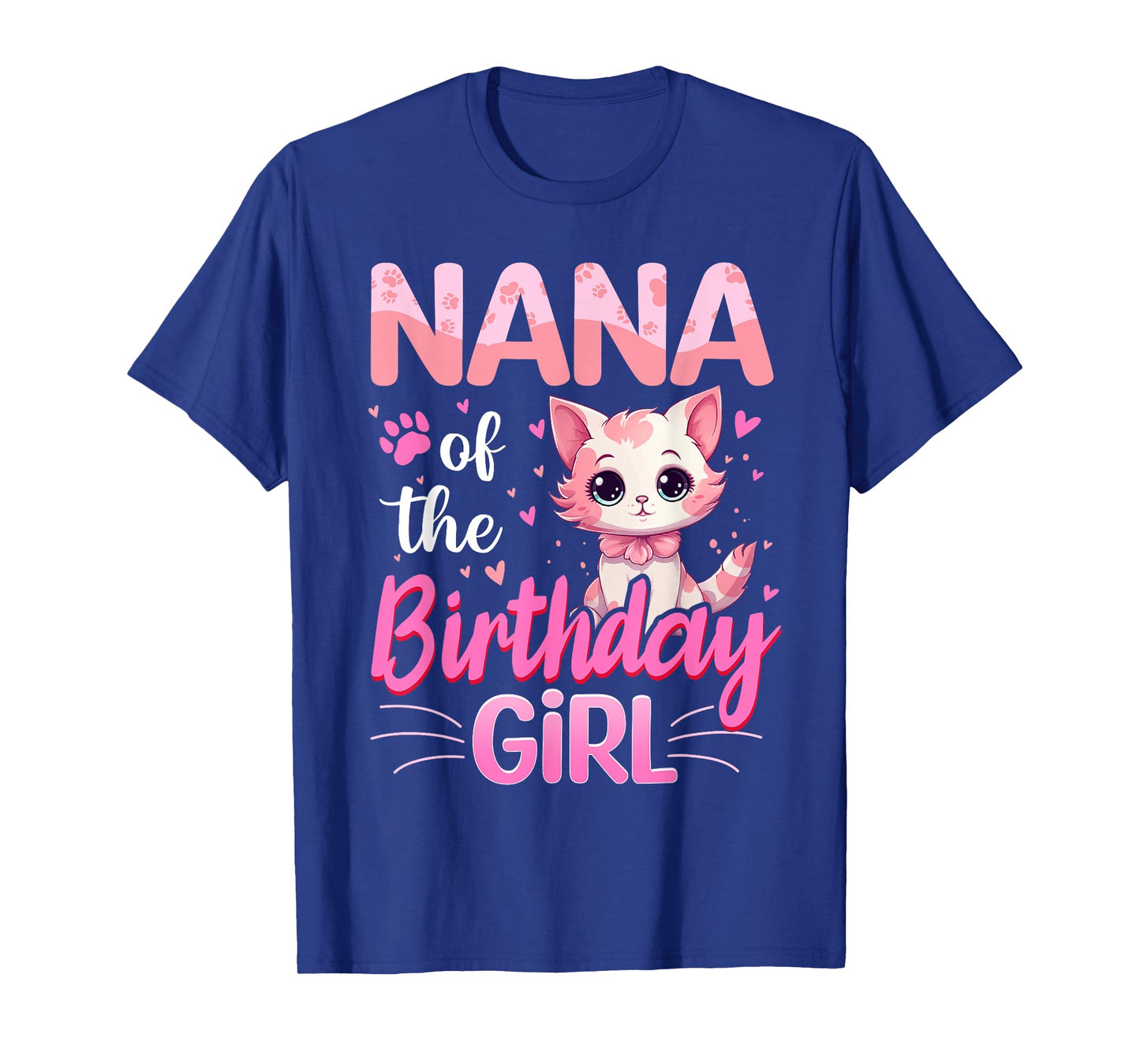 Nana Of The Birthday Girl Cute Cat Lover Kitten Kid T-Shirt