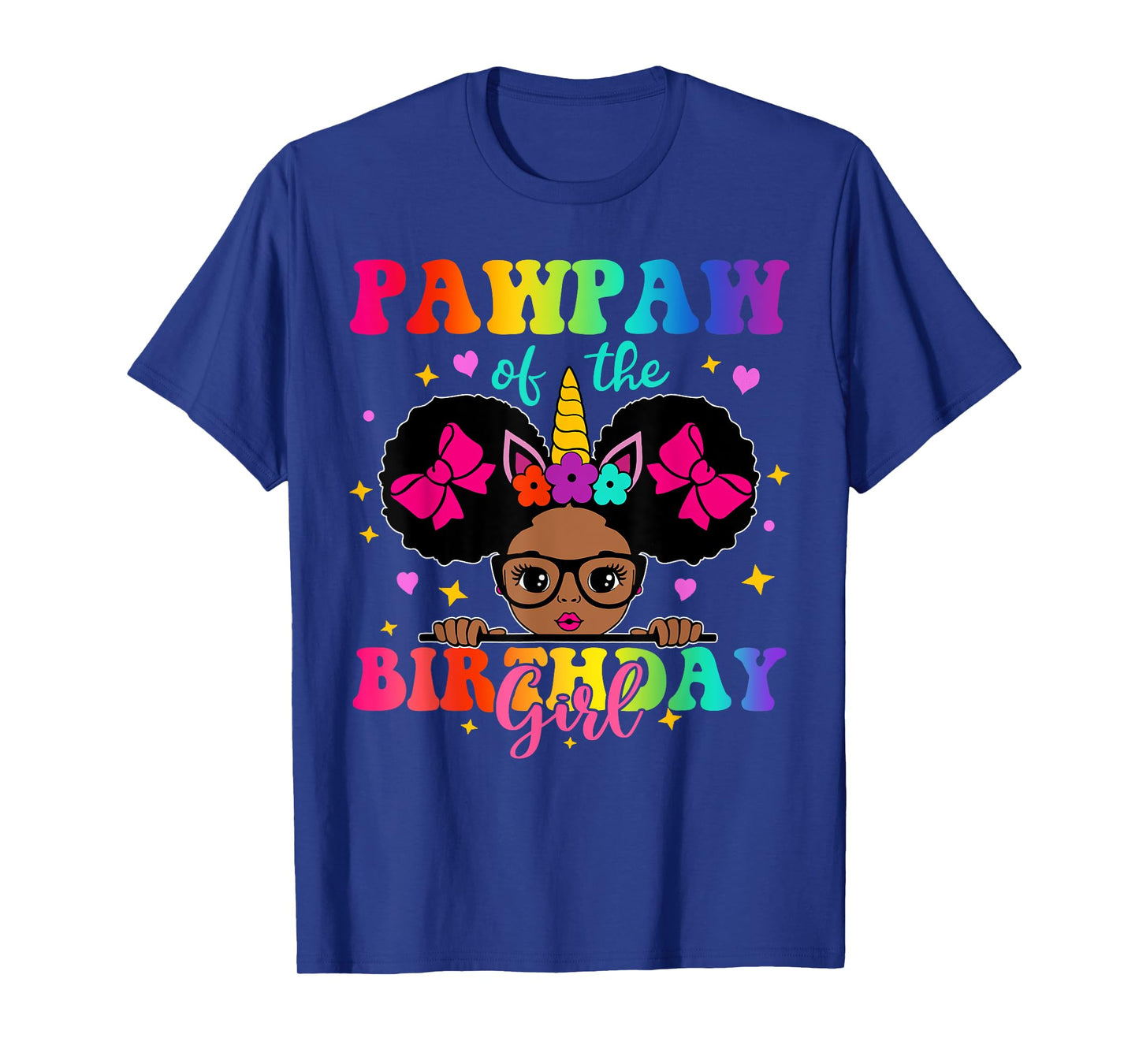 Pawpaw of The Birthday Girl Princess Afro Melanin Unicorn T-Shirt