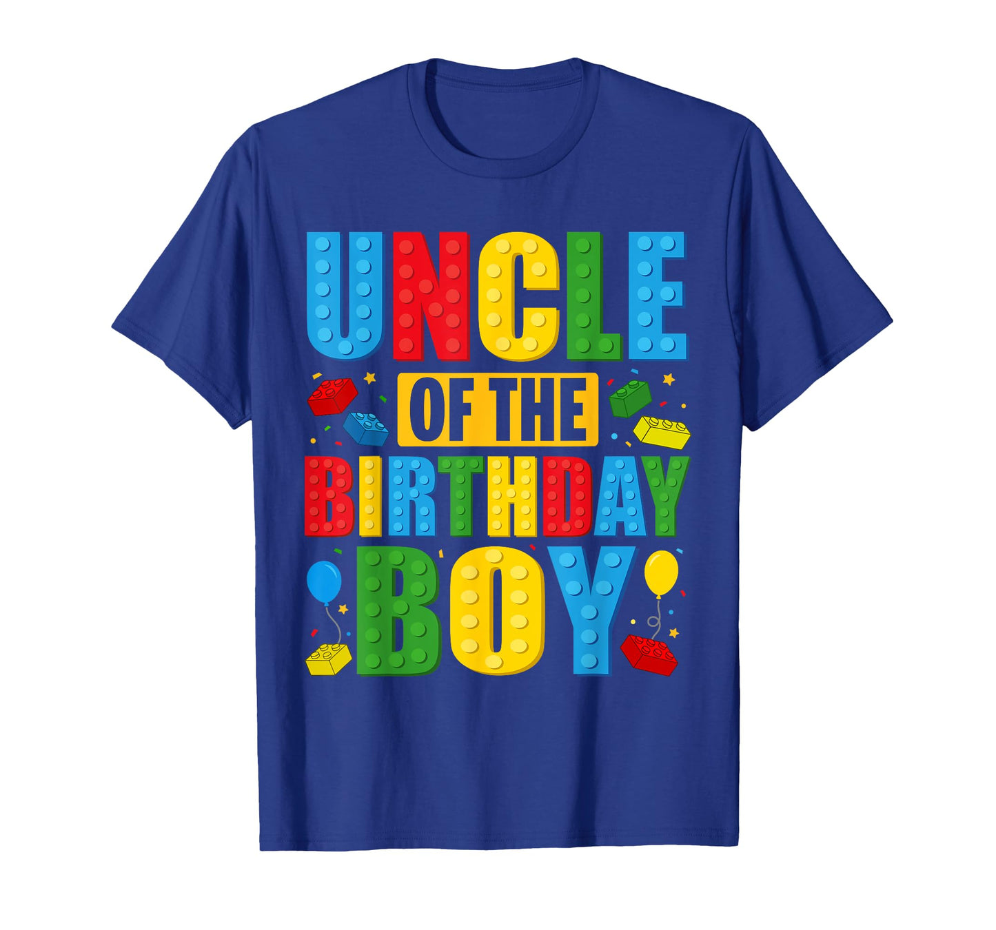 Uncle Of The Birthday Boy Building Blocks Birthday Party T-Shirt