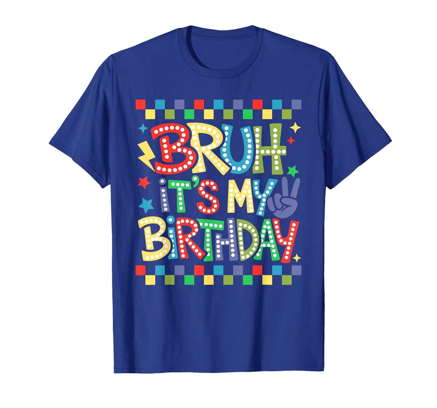 Bruh It's My Birthday Boys Kids Teen Checkered Retro T-Shirt