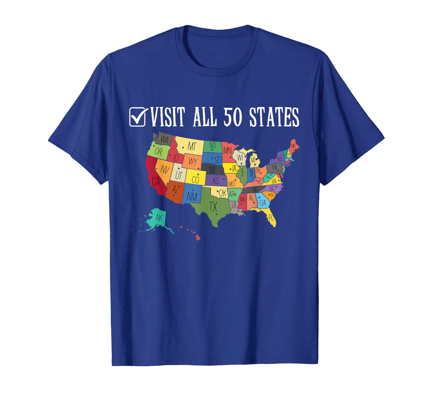 Visited all 50 states USA map travel All Fifty States travel T-Shirt