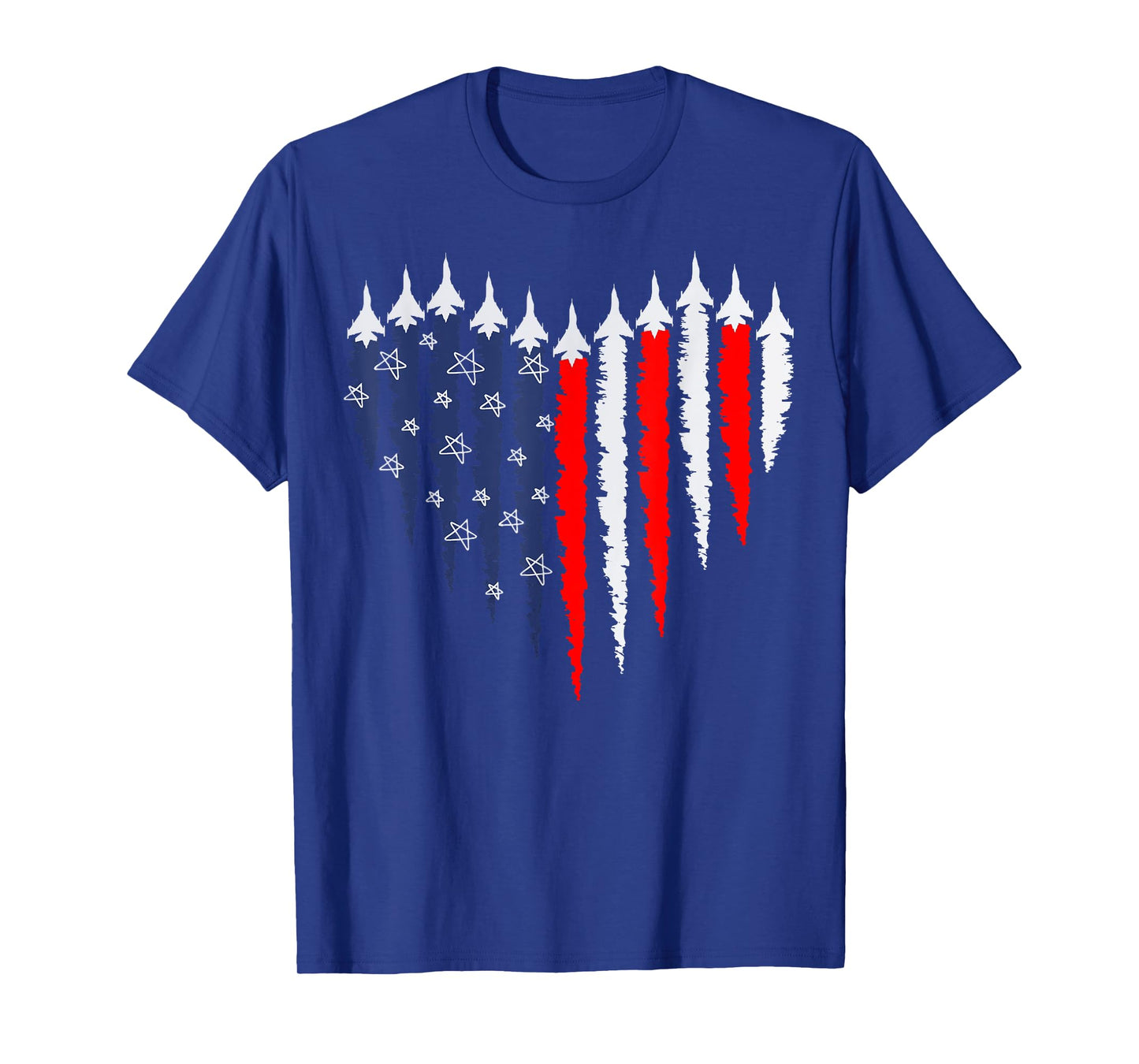 Retro Fighter Jet Airplane American Flag Heart 4th Of July T-Shirt