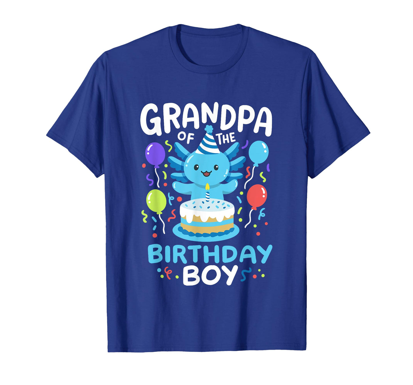 Grandpa Of The Birthday Boy Axolotl Bday Family Matching T-Shirt