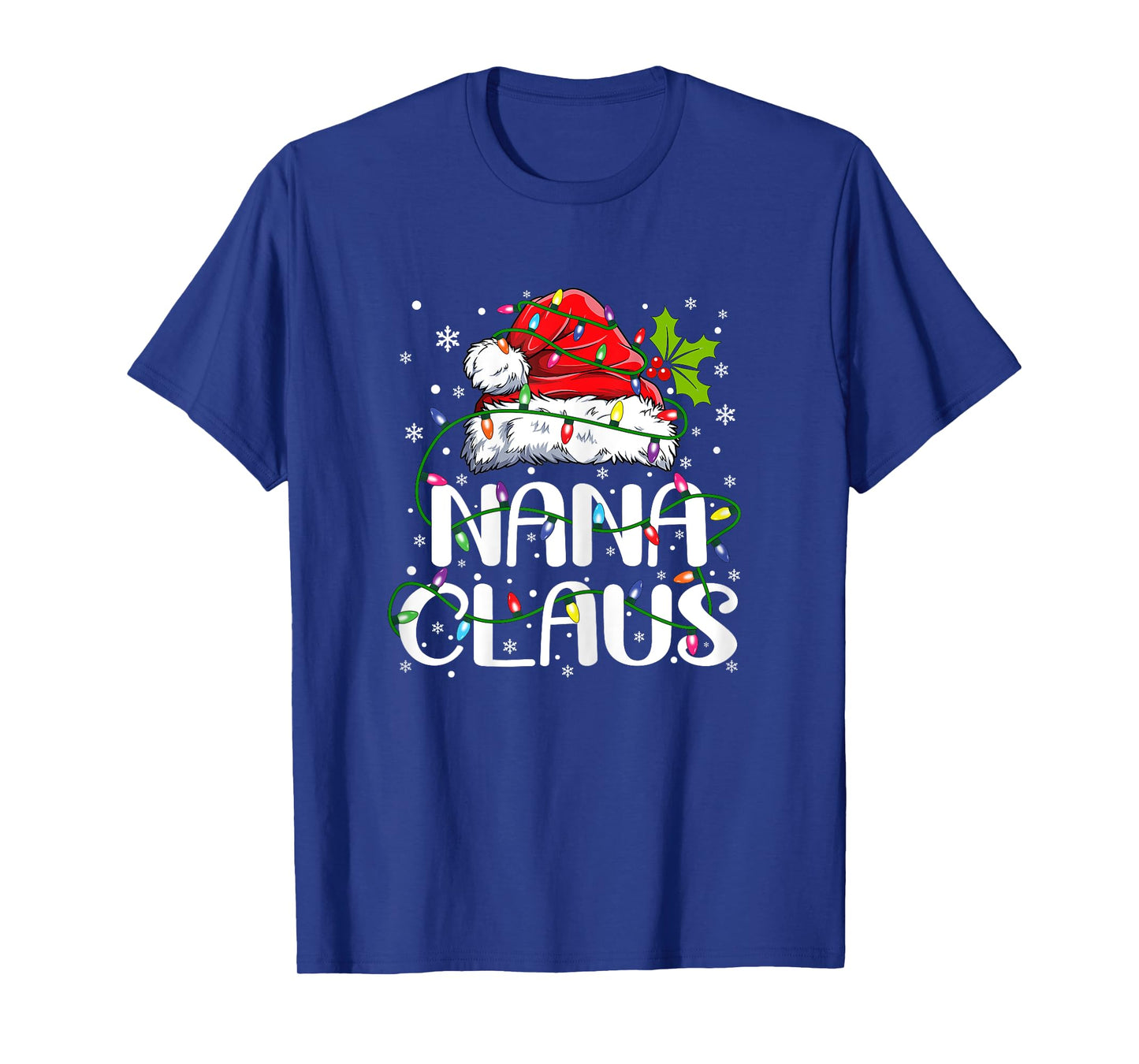 Nana Claus Christmas Lights Pajama Family Matching T-Shirt