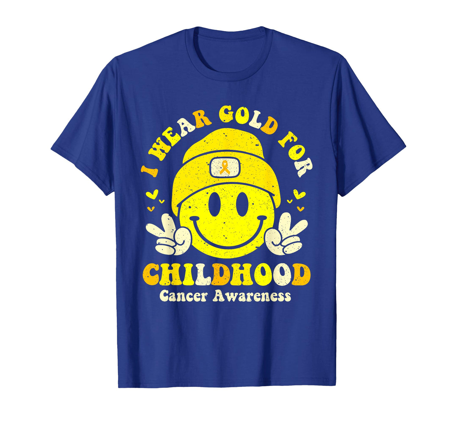 Retro I Wear Gold For Childhood Cancer Awareness Gold Ribbon T-Shirt