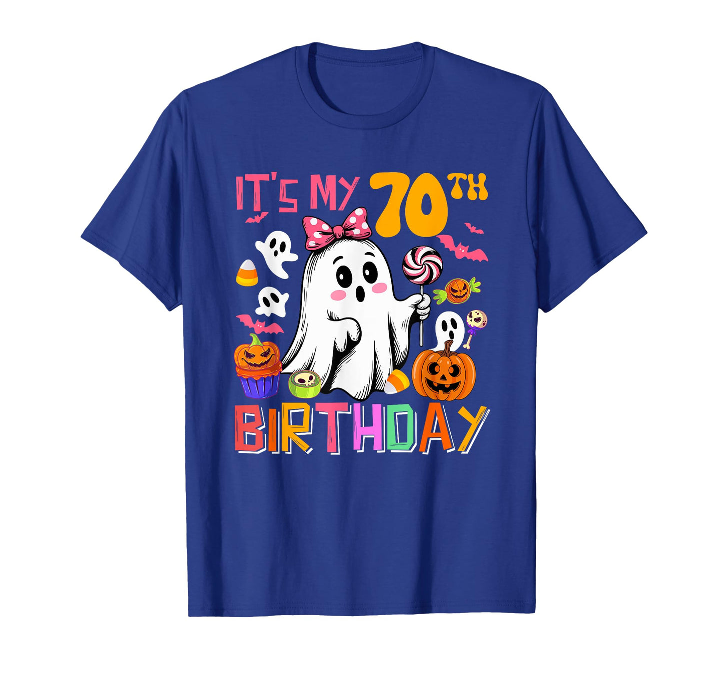 It's My 70th Birthday Halloween Boo Ghost Bow Tie Candies T-Shirt
