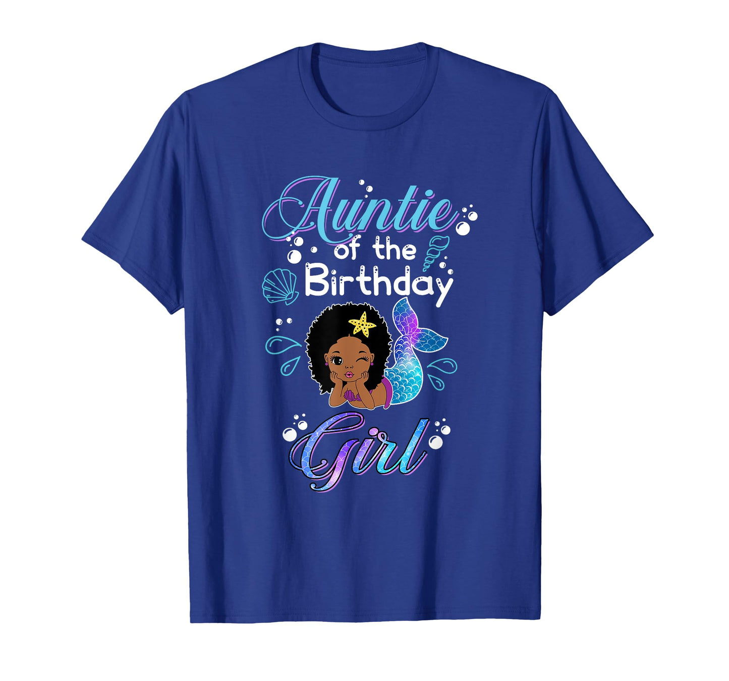Auntie Of The Birthday Mermaid African American Kids Women T-Shirt