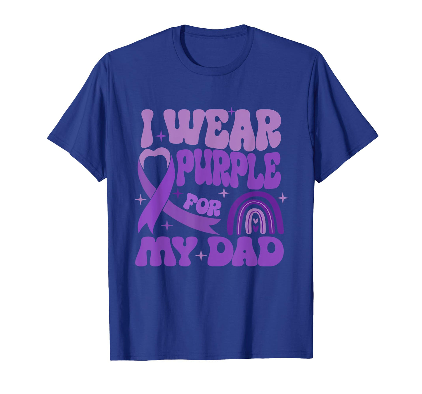I Wear Purple For My-Dad Alzheimers Awareness Purple Ribbon T-Shirt