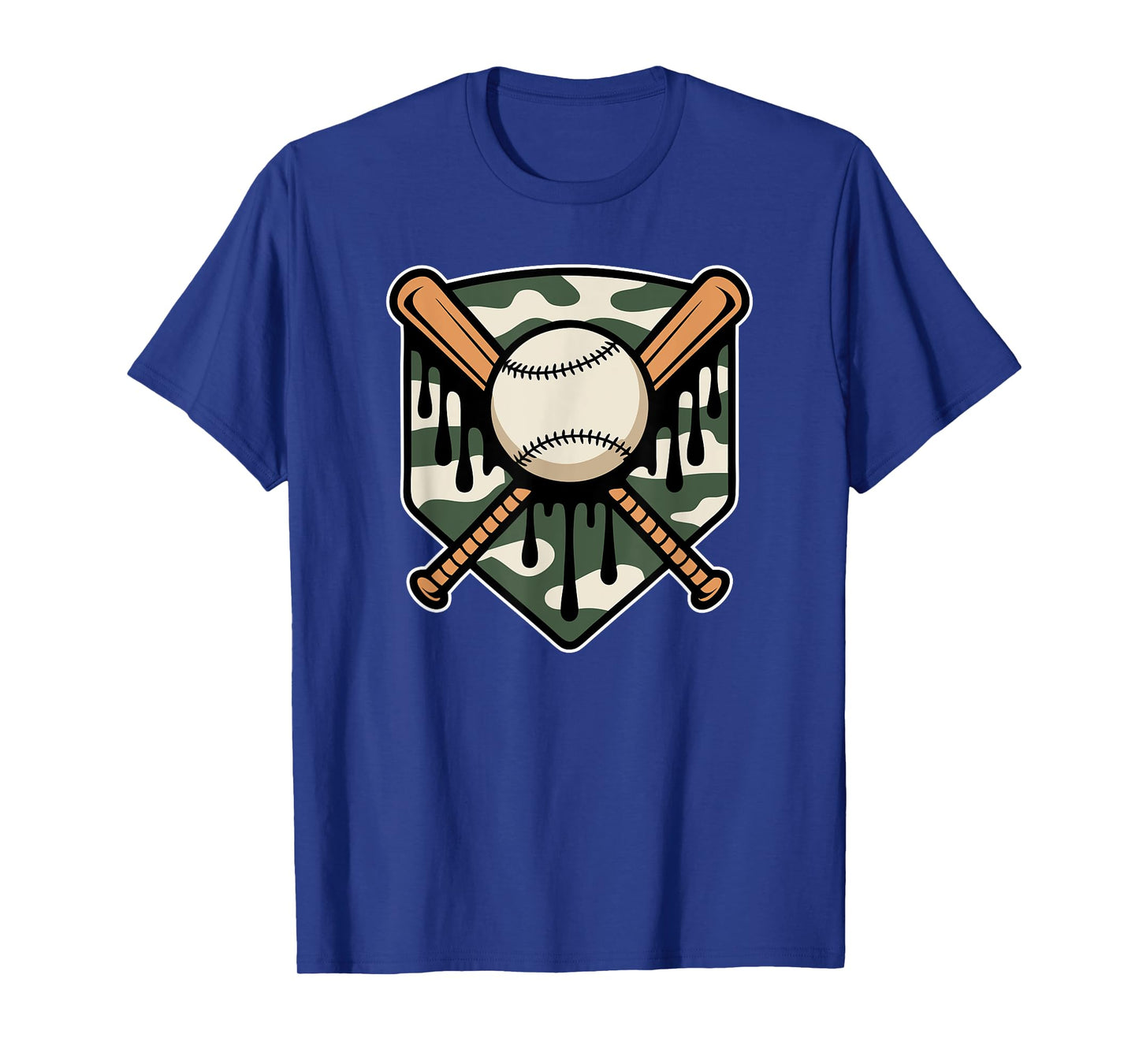 Baseball Drip Camo Home Plate Boys Sports Cool Drip T-Shirt