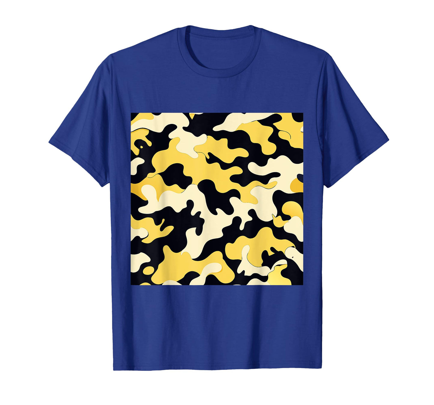 BY CRADOX CREATIVE Yellow Cream and Black Camouflage Art Pretty Pattern Camo T-Shirt, Small
