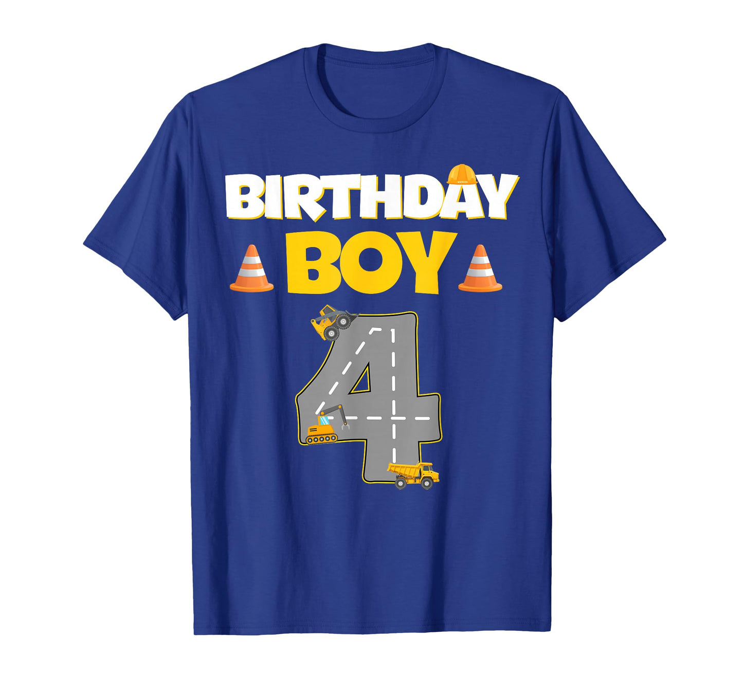 Kids 4th Birthday Boy Excavator Construction 4 Year Old Boys T-Shirt