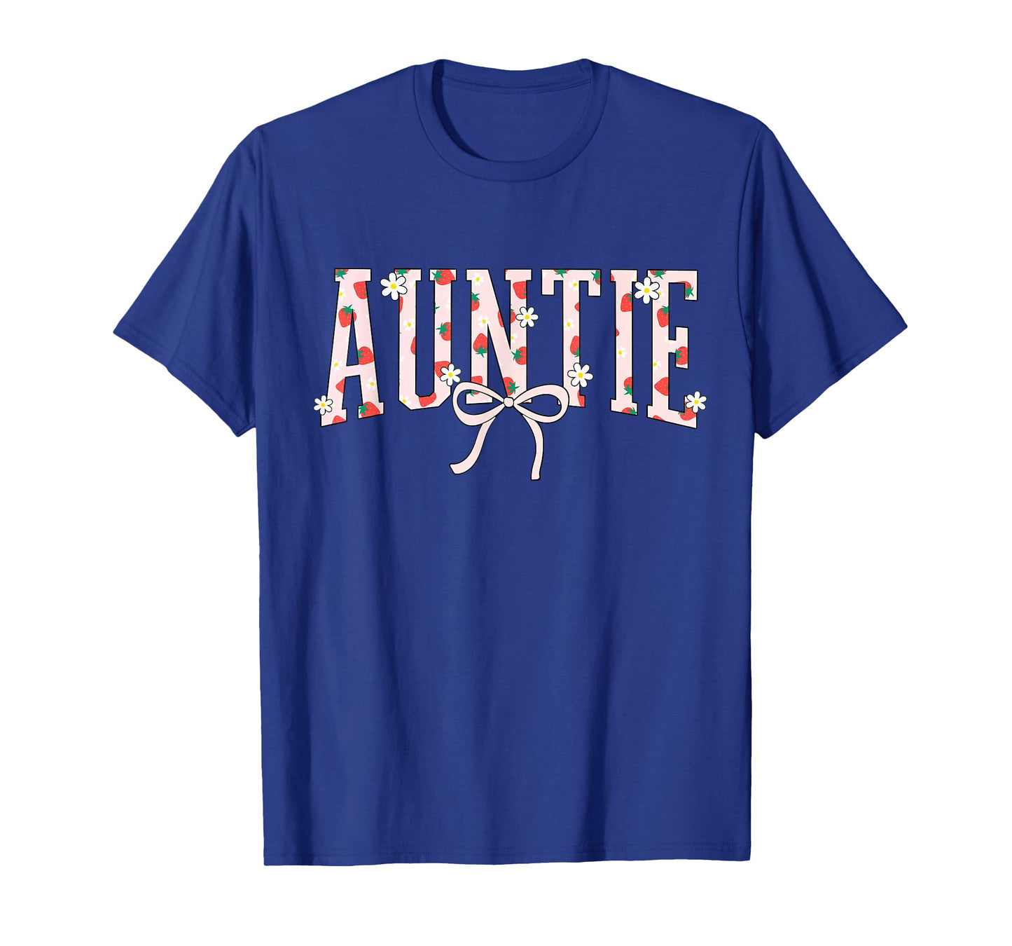 Auntie Strawberry Floral Coquette Bow Cute Aunt Girls Women T-Shirt