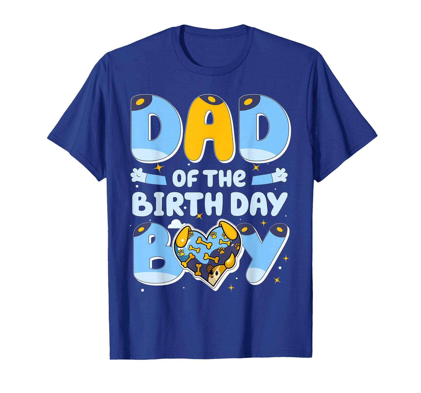 Dad Of The Birthday Boy Funny Blue Dog Family Matching T-Shirt