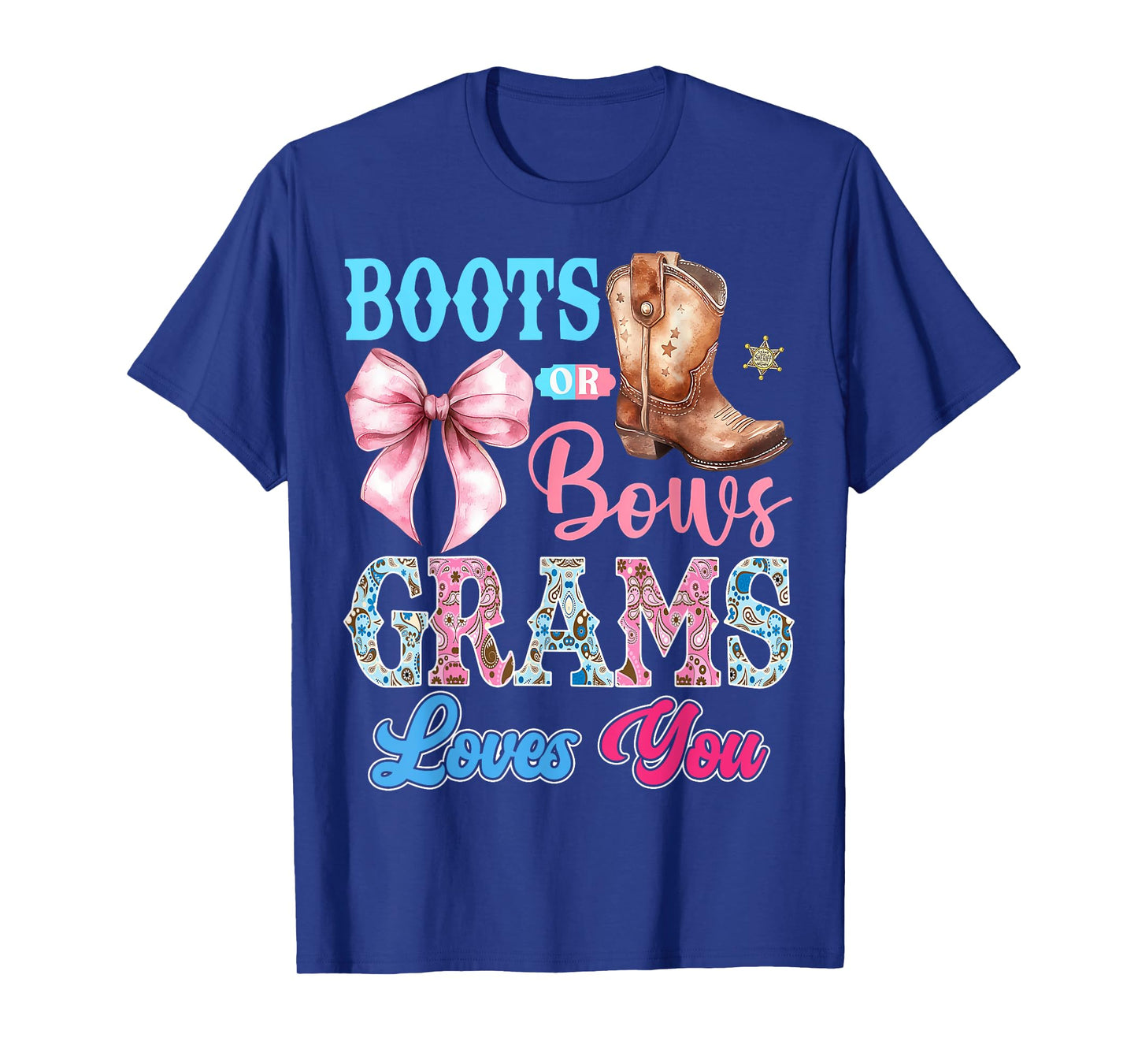 Boots or Bows Grams Loves You Gender Reveal Party T-Shirt