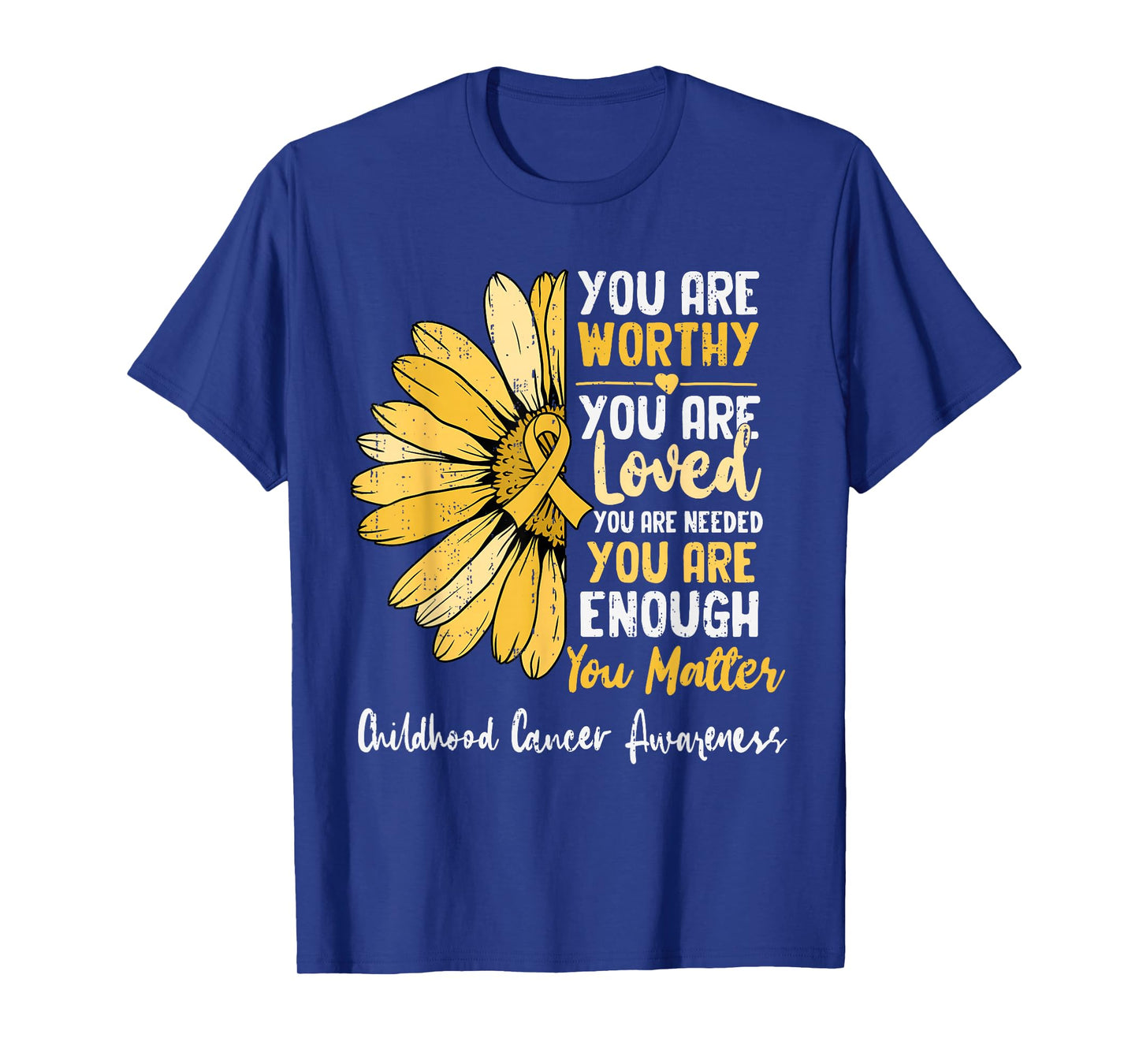 Motivational Childhood Cancer Awareness Gold Sunflower T-Shirt