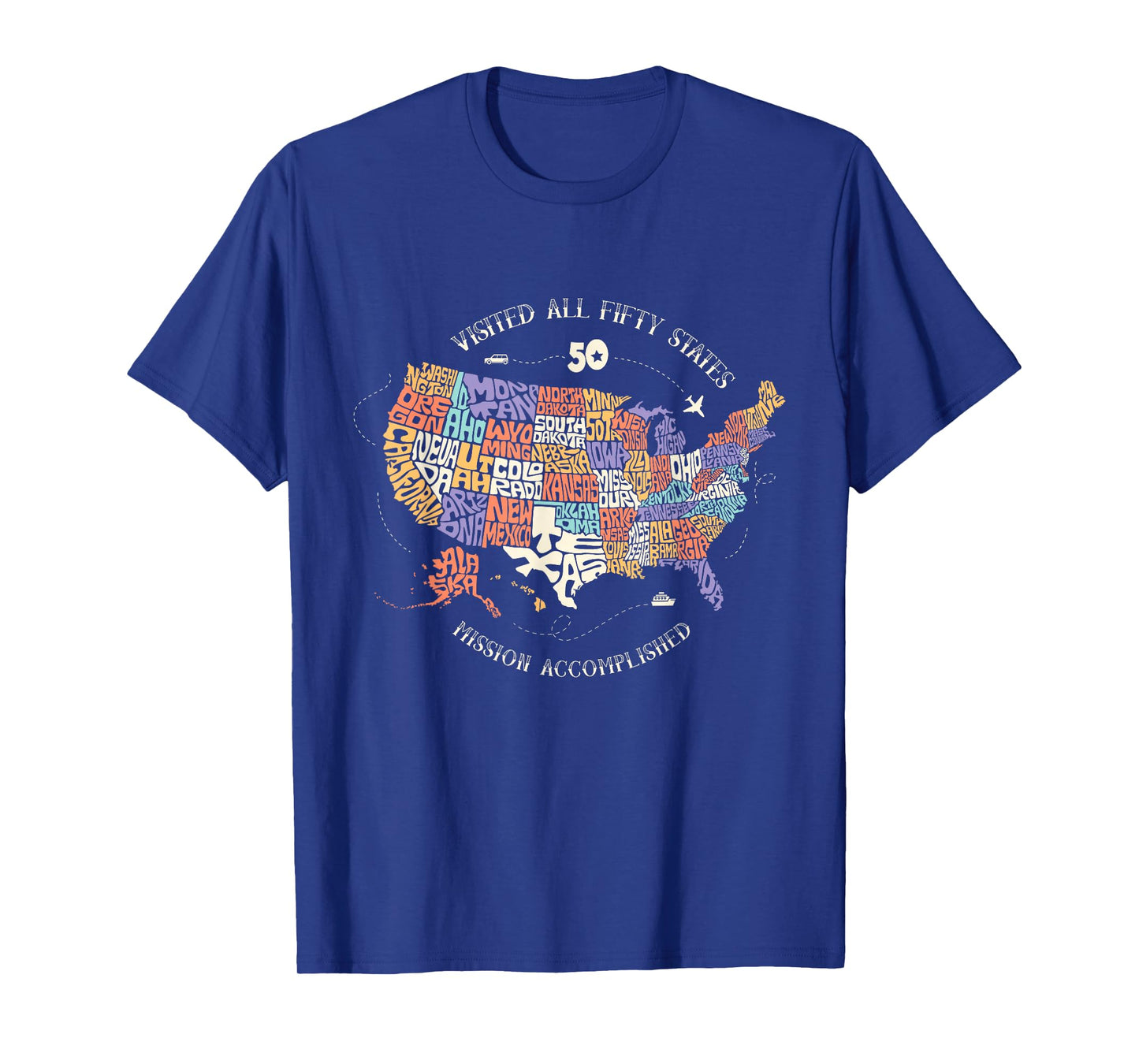 Visited All Fifty States USA all 50 states map T-Shirt