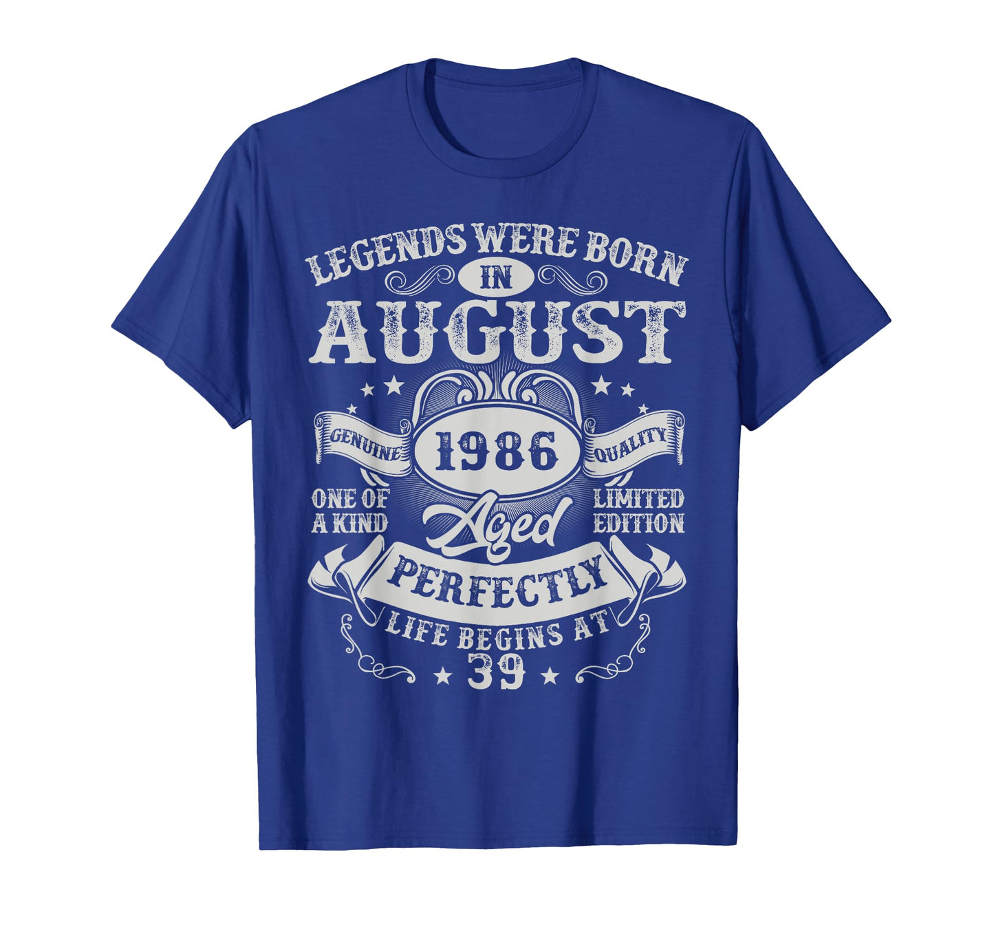 Legends Were Born in August 1986 Vintage 39th Birthday Men T-Shirt