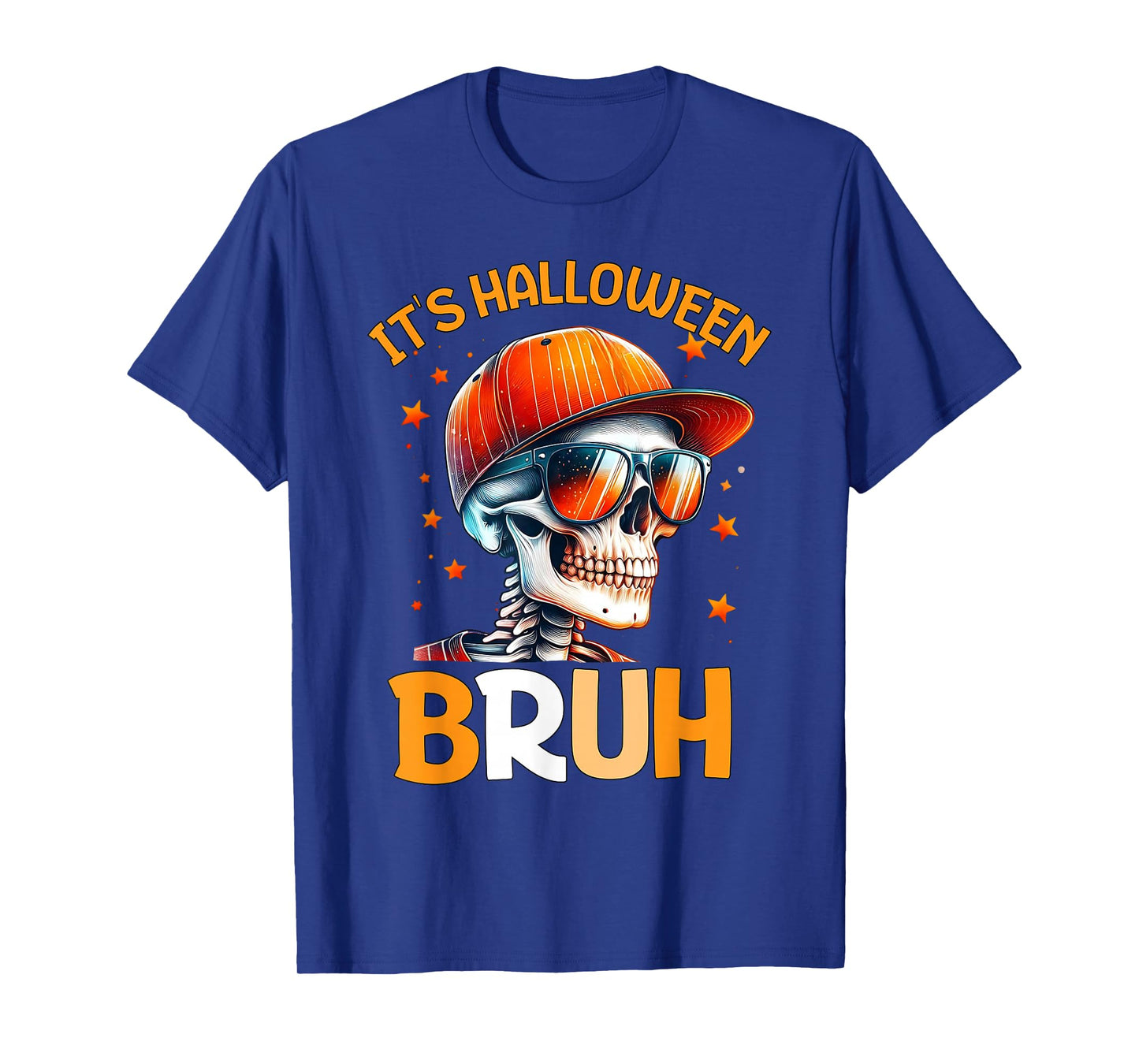 Bruh Halloween Boys Kids Halloween Skeleton T-Shirt