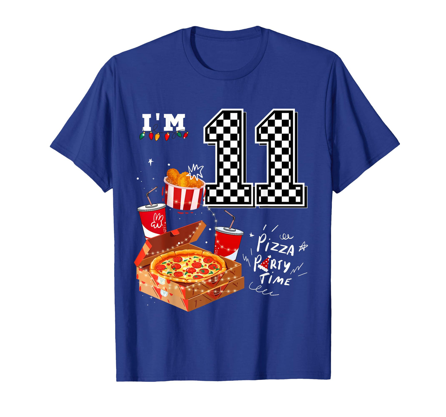 Funny Pizza Lover 11th Birthday Crew 11 Years Old Boys Match T-Shirt