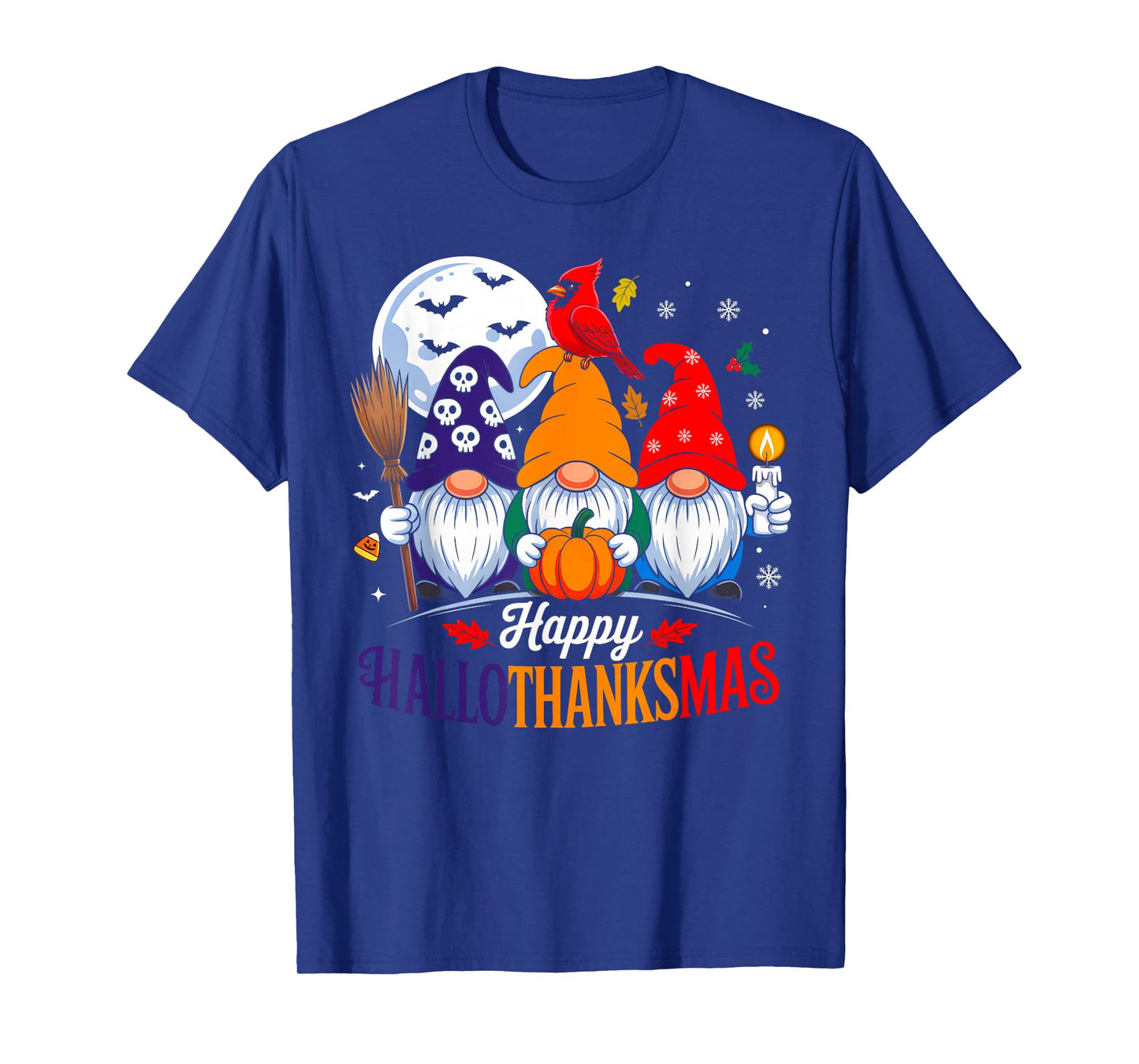 Halloween Thanksgiving Christmas Happy HalloThanksMas Gnomes T-Shirt