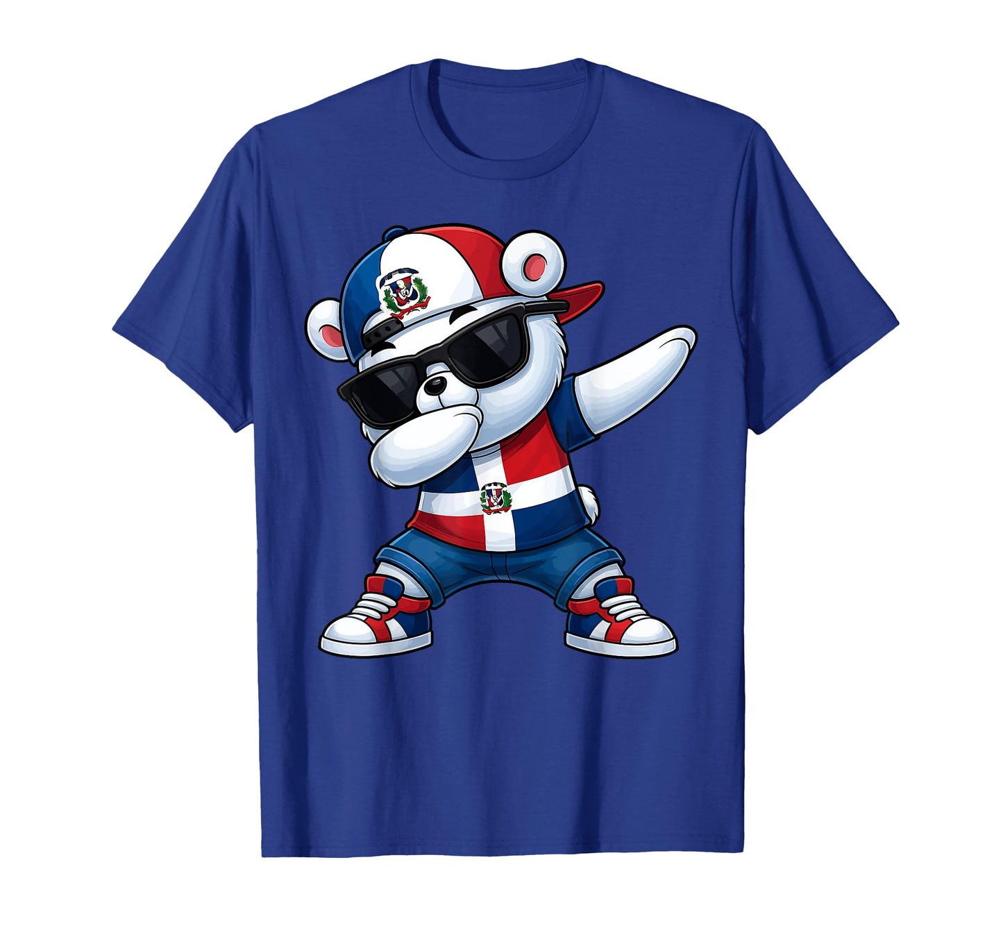 Dominican Republic Bear Patriotic Dabbing Dab Boys Kids 2025 T-Shirt