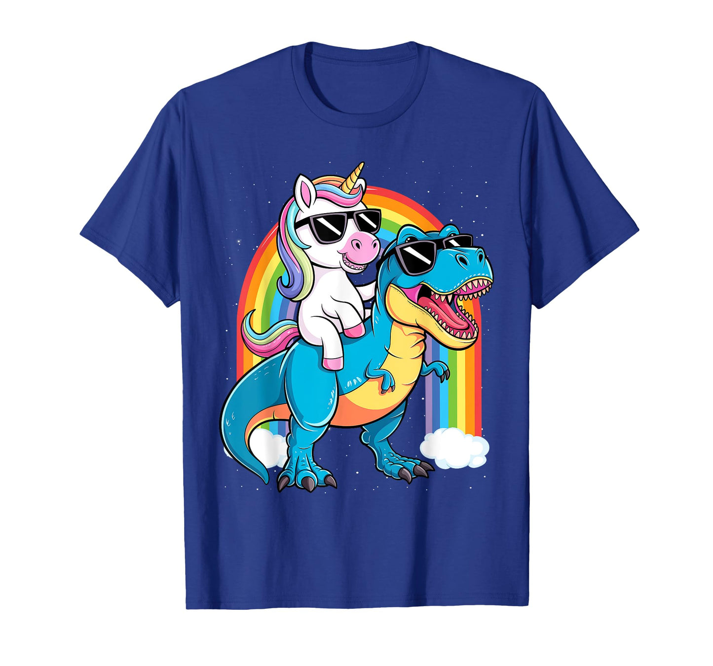 Unicorn Riding T Rex Dinosaur Boys Girls Kids Men T-Shirt