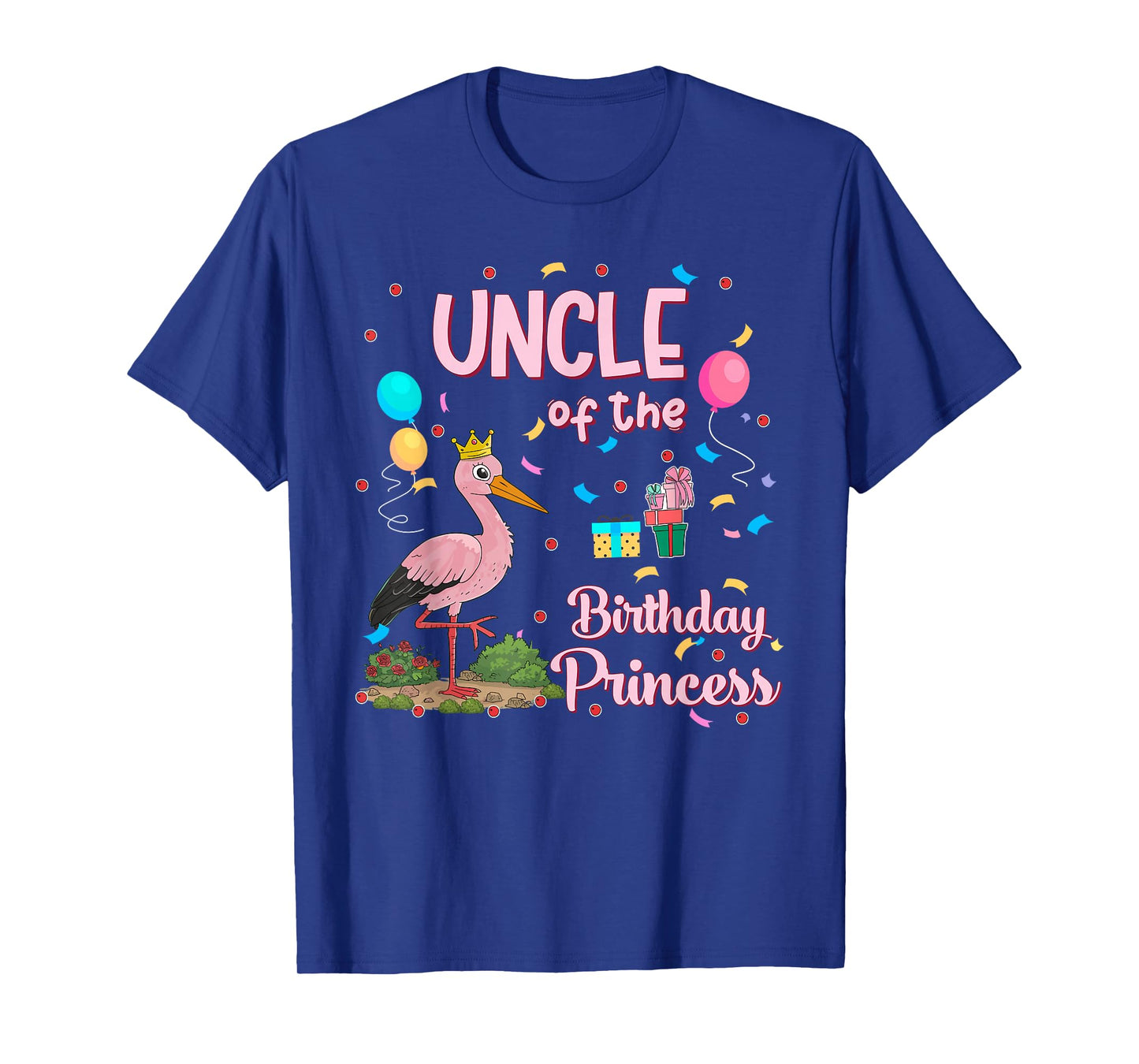 Uncle of the Birthday Princess Pink Flamingo Party Squad T-Shirt