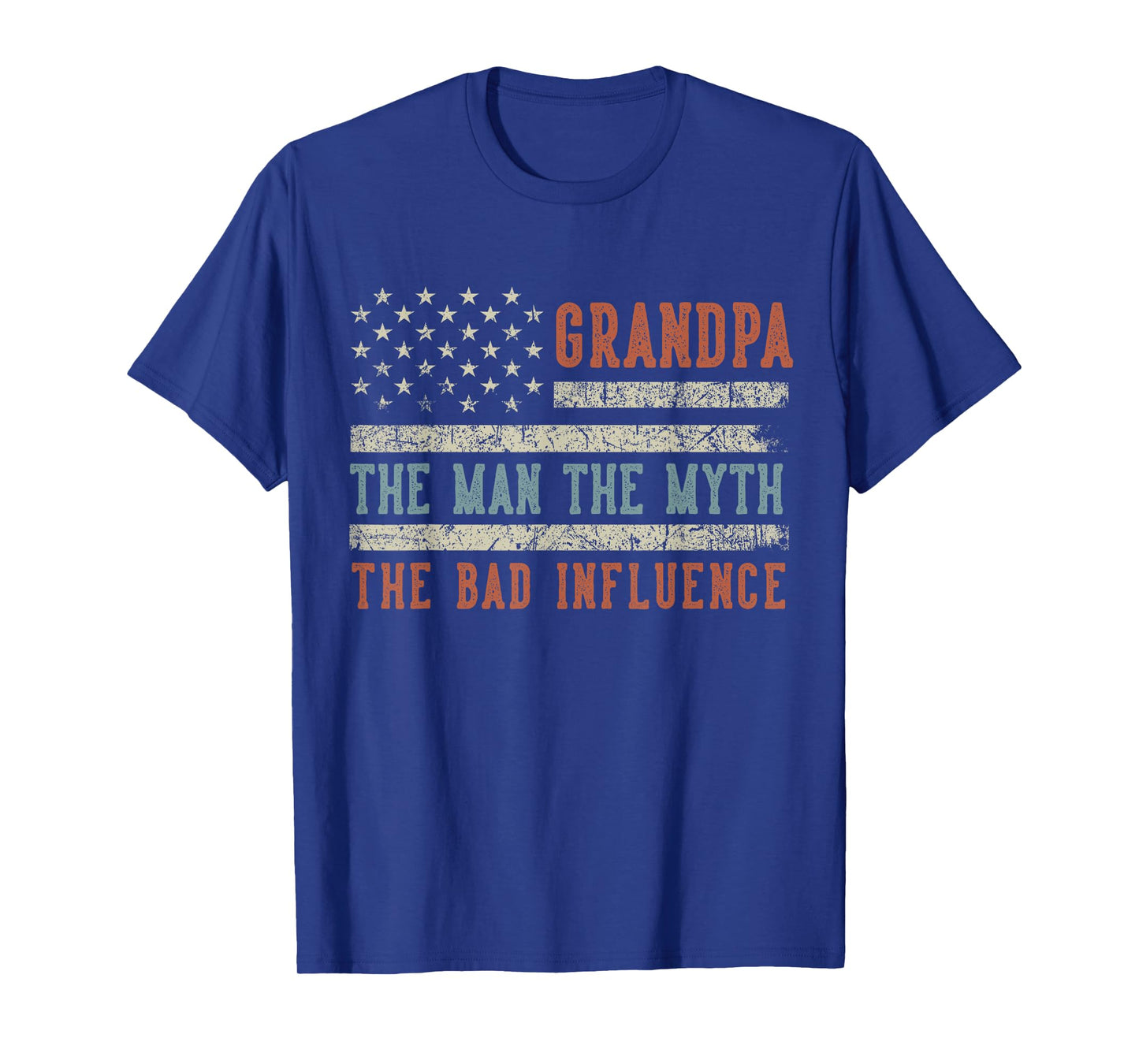 Grandpa The Man The Myth The Bad Influence Flag US T-Shirt