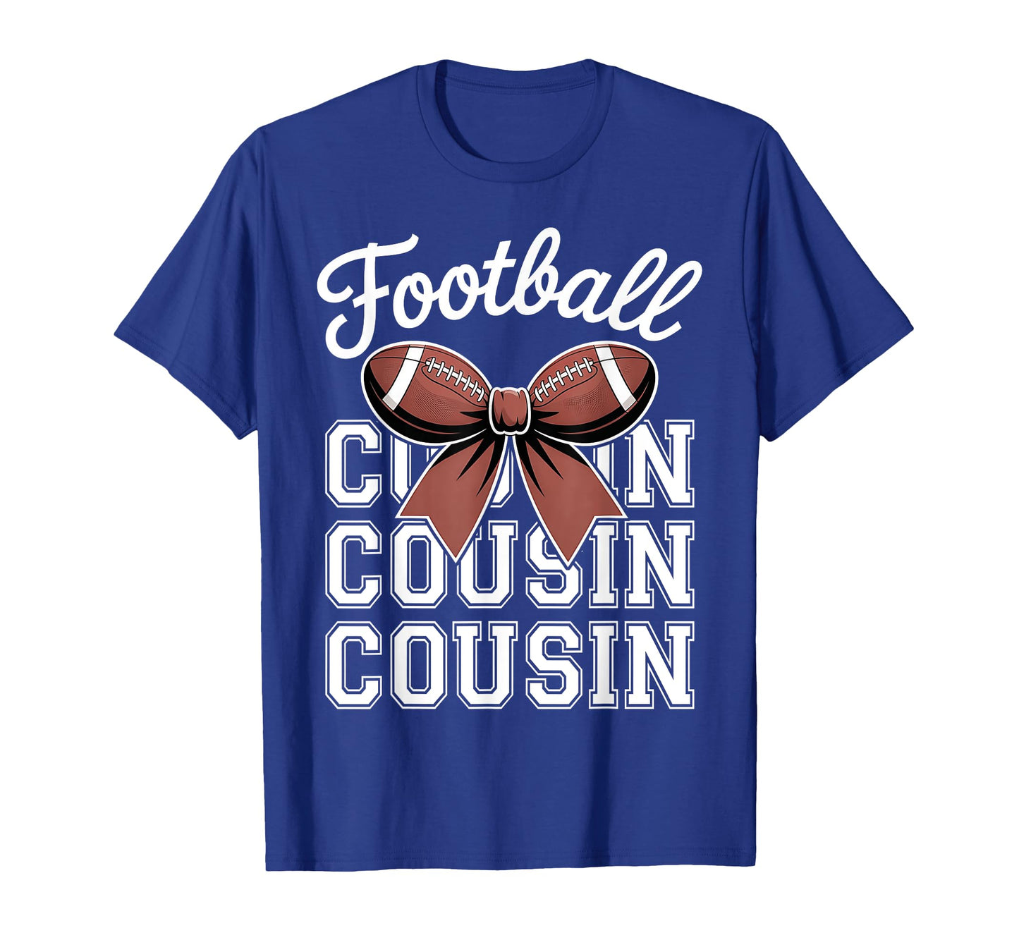 Football Cousin Cute Bow Football Lover Cousin Mothers Day T-Shirt